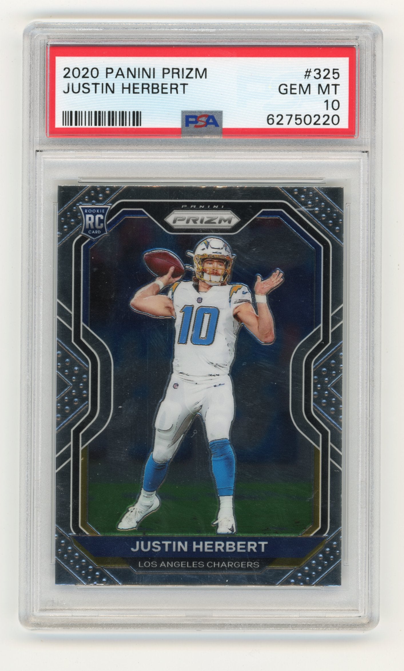 2020 Panini Prizm Justin Herbert #325 PSA 10 Los Angeles Chargers