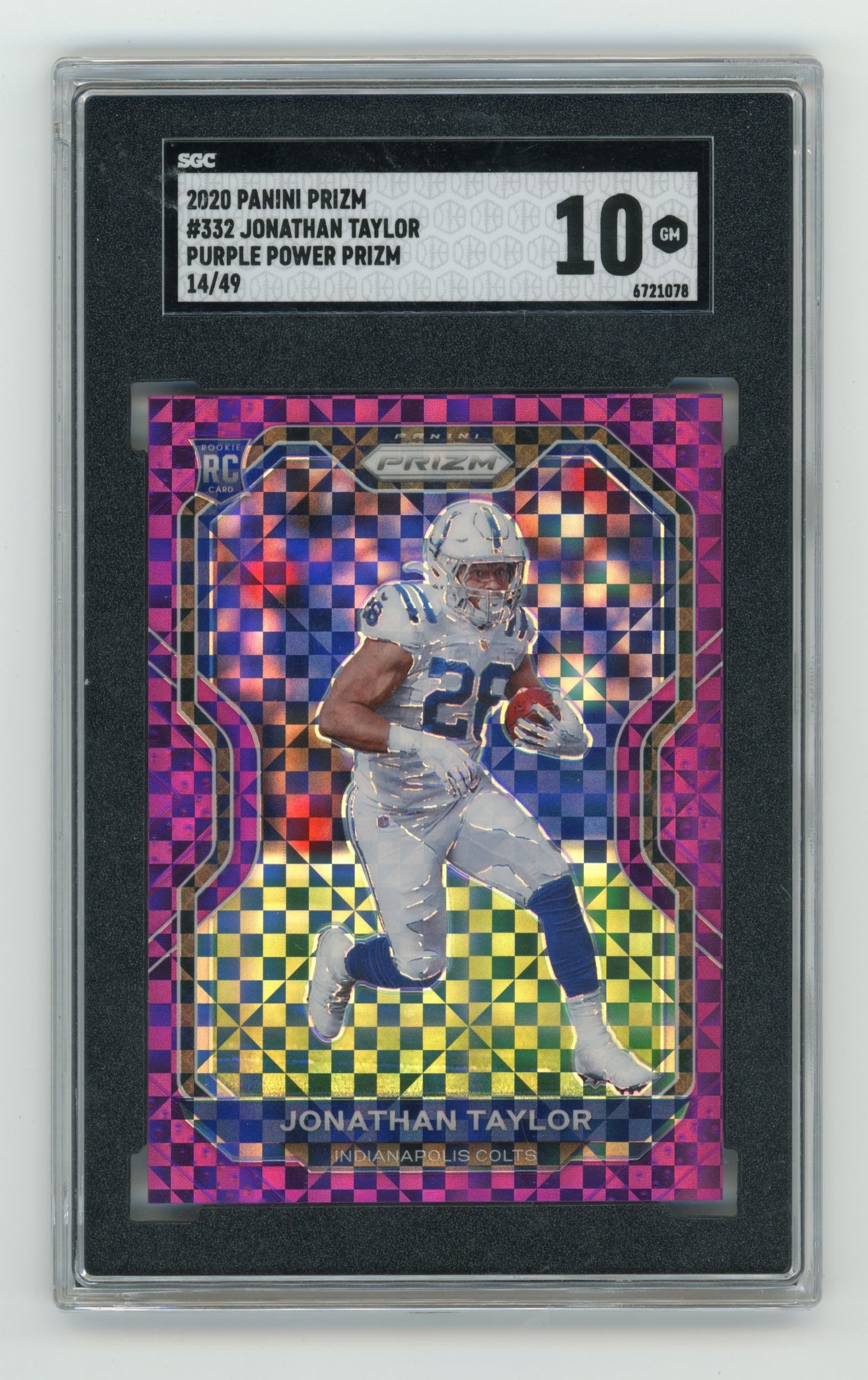 2020 Panini Prizm Jonathan Taylor #332 Prizm Purple Power #/49 SGC 10
