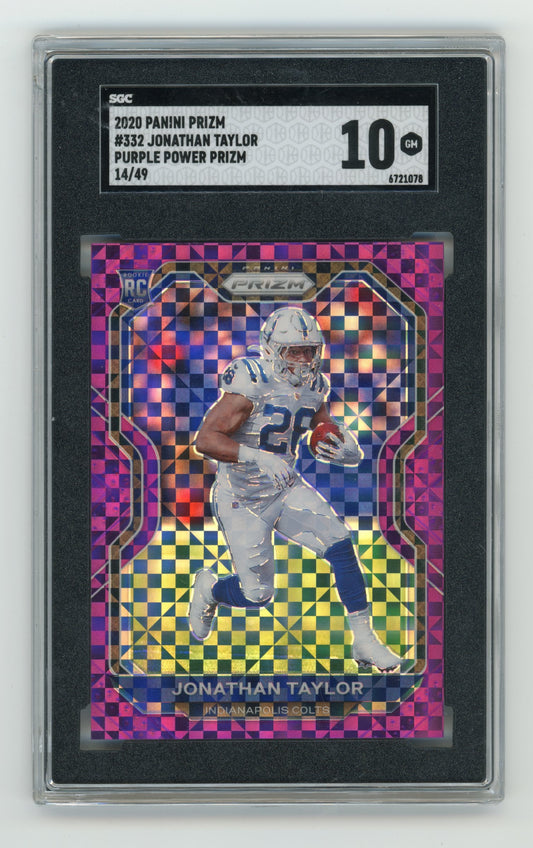 2020 Panini Prizm Jonathan Taylor #332 Prizm Purple Power #/49 SGC 10
