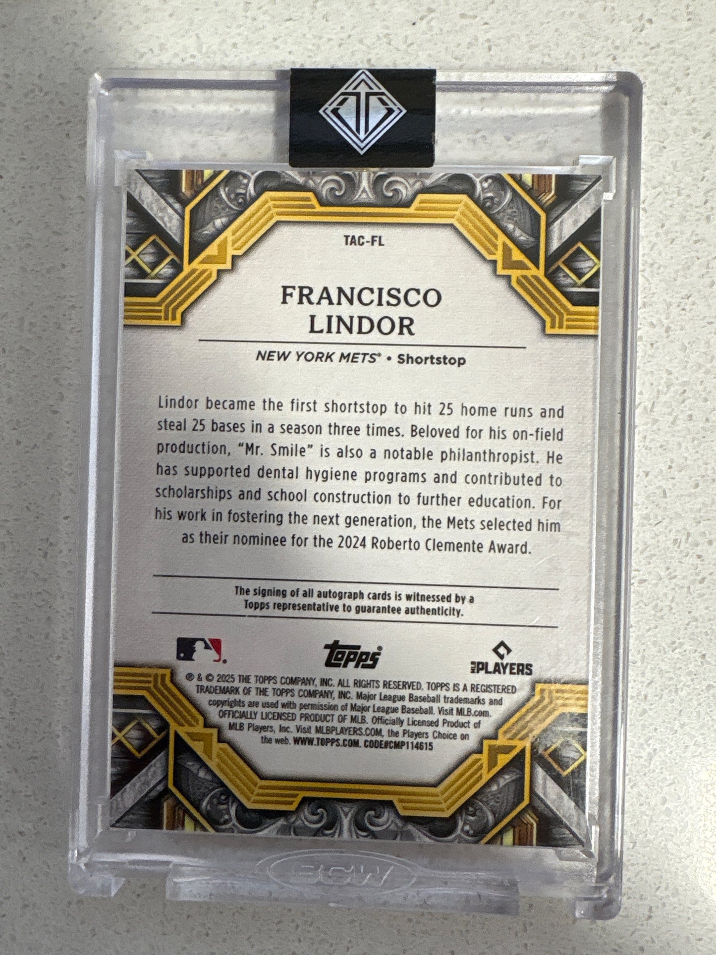 2025 Topps Transcendant Francisco Lindor Auto Blue #/10 #TAC-FL