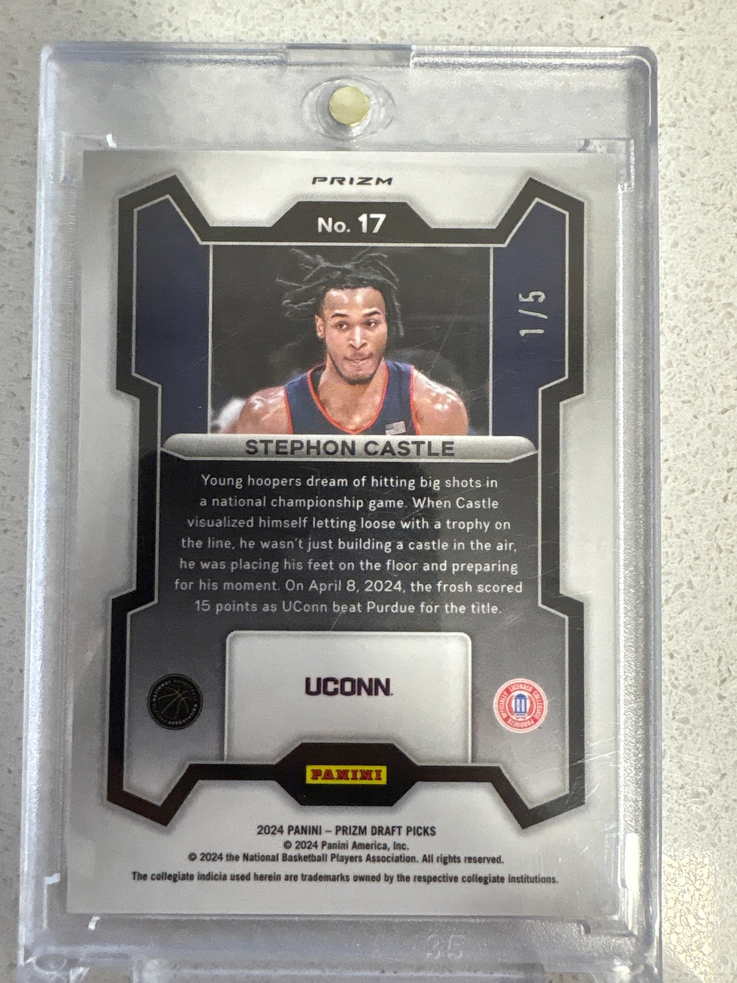 2024 Panini Prizm Draft Picks Stephon Castle Black Gold #/5 UConn Huskies
