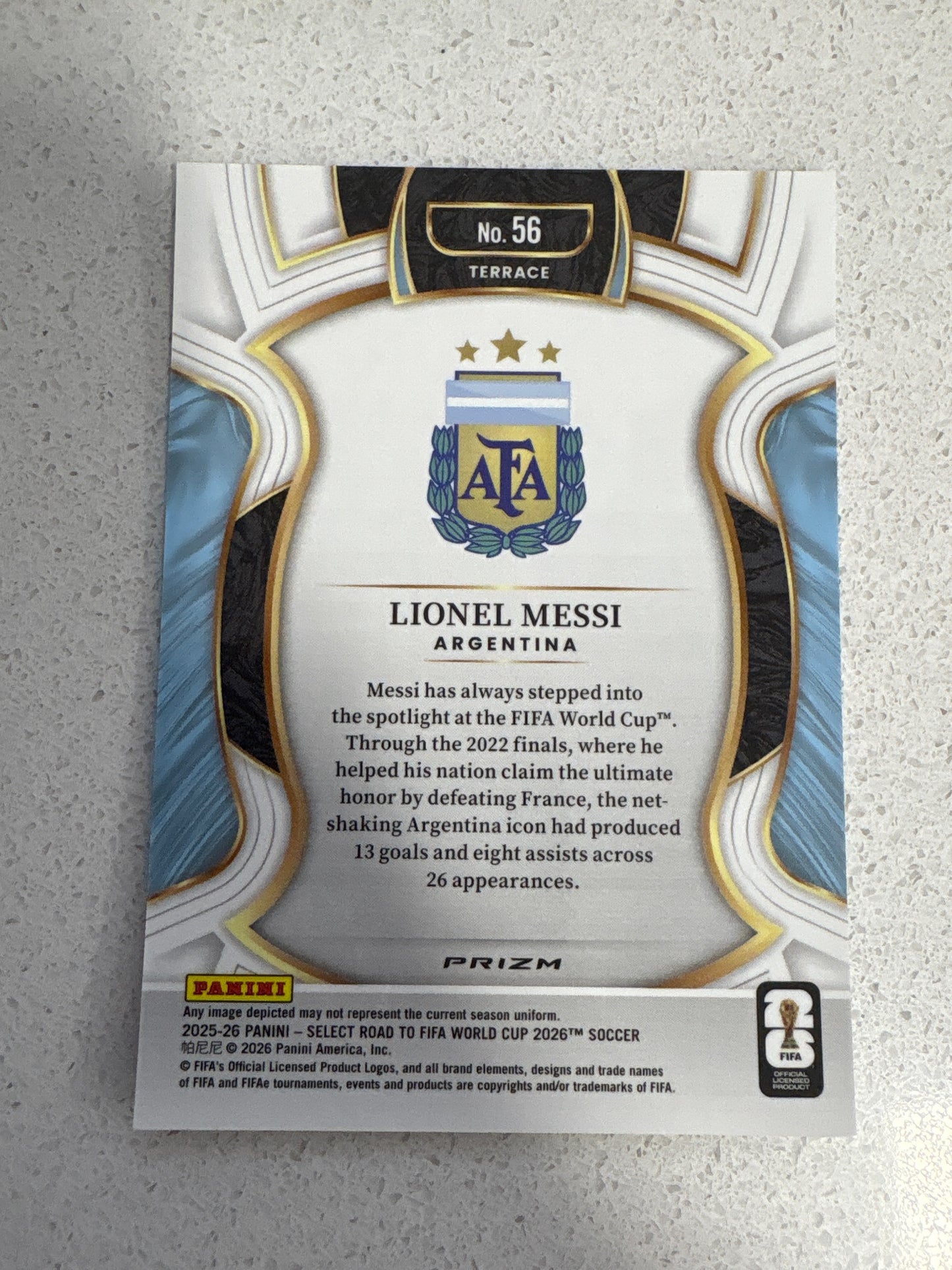 2025-26 Panini Select Lionel Messi Cracked Ice #56 Argentina