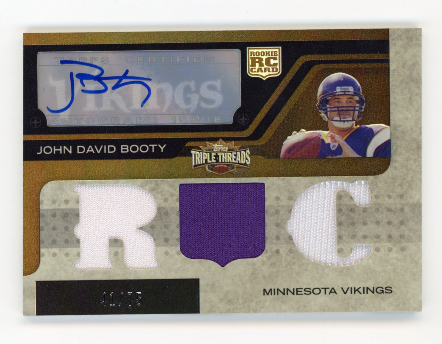 2008 Topps Triple Threads John David Booty RC #134 - Auto Relic #/75 Vikings