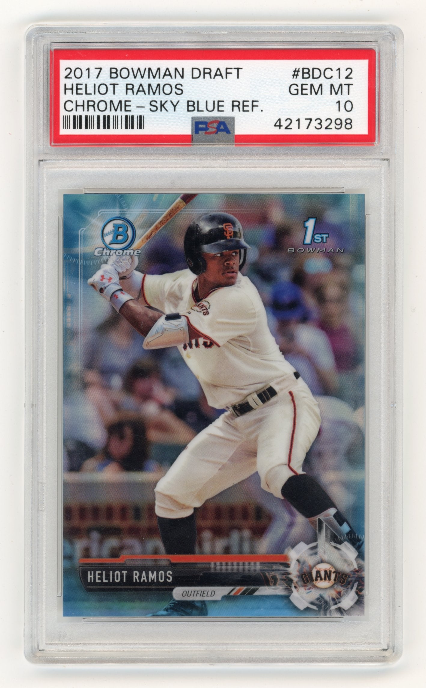 2017 Bowman Draft Heliot Ramos #BDC12 Chrome-Sky Blue Ref. PSA 10 Giants