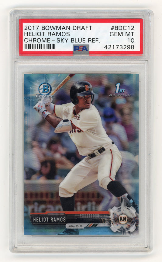 2017 Bowman Draft Heliot Ramos #BDC12 Chrome-Sky Blue Ref. PSA 10 Giants