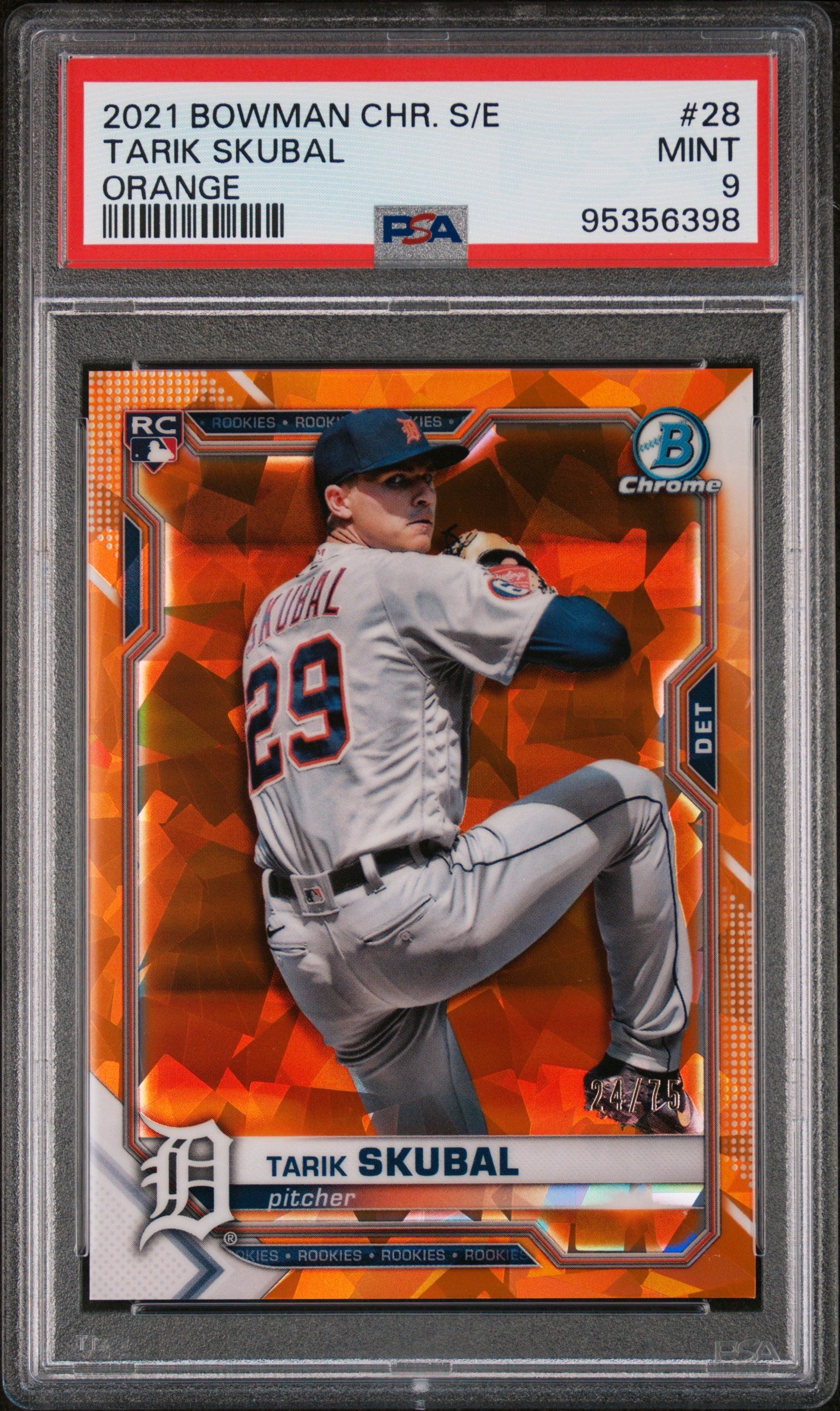 2021 Bowman Chrome Sapphire Edition Tarik Skubal #28 Orange PSA 9 Tigers