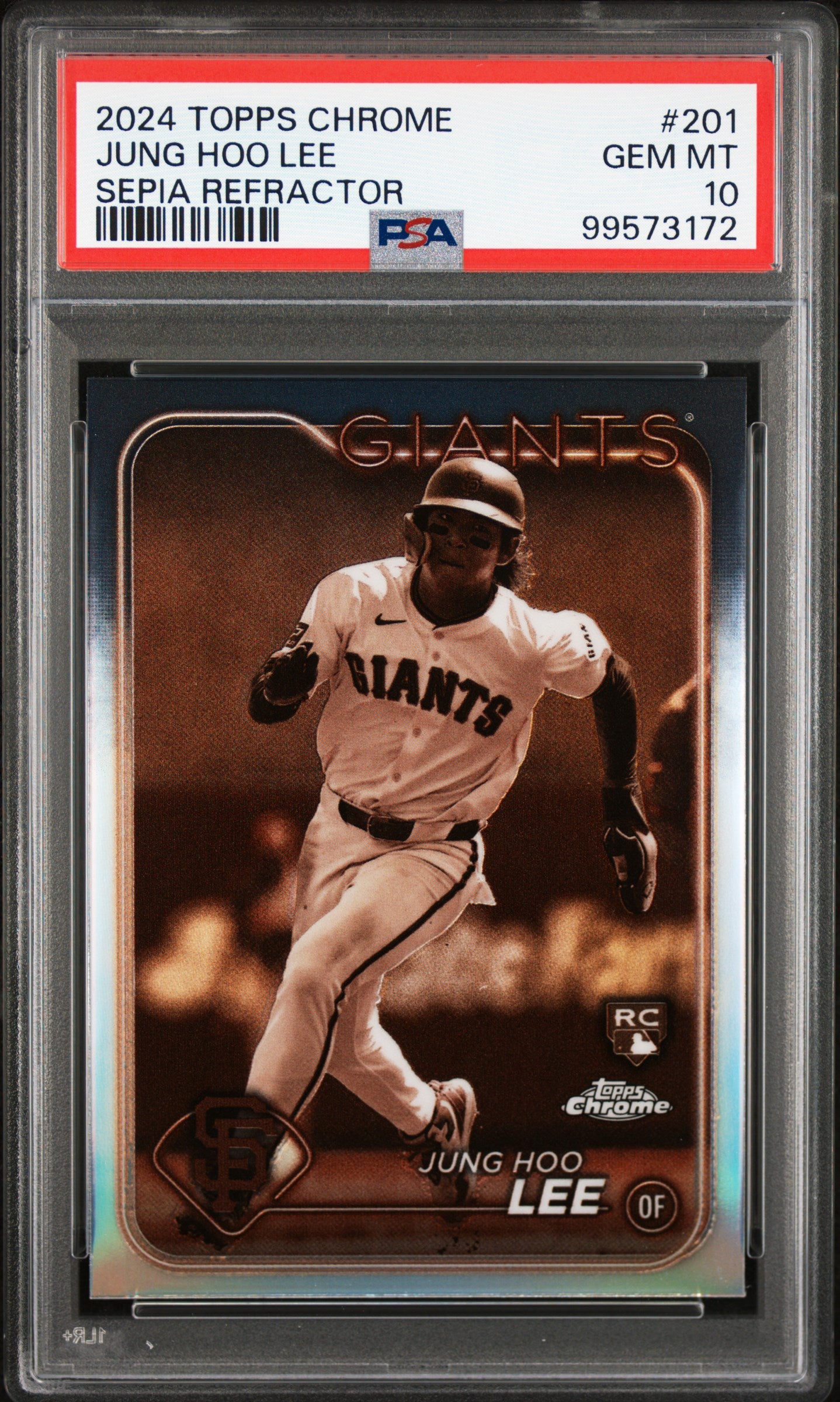 2024 Topps Chrome Jung Hoo Lee #201 Sepia Refractor PSA 10 Giants