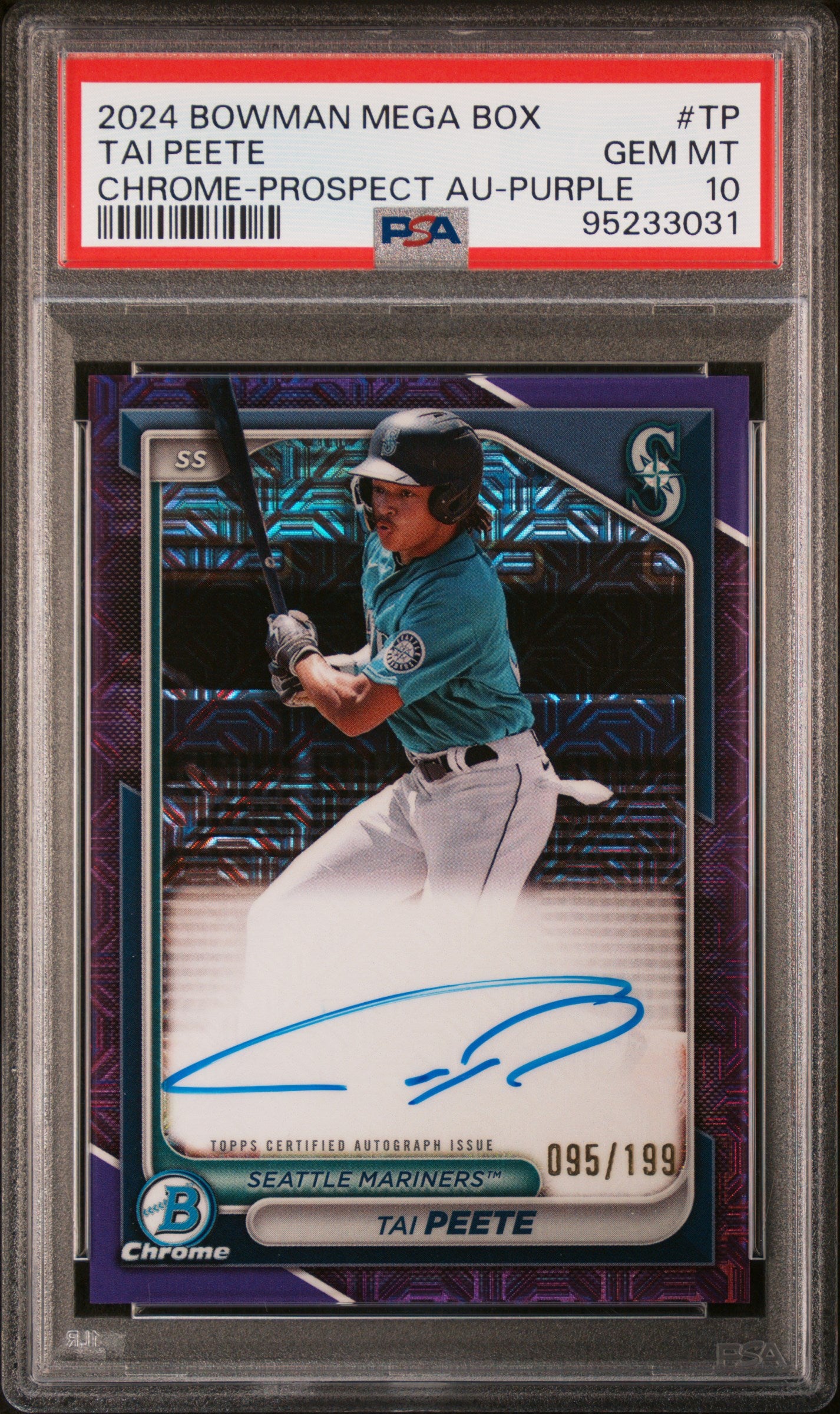 2024 Bowman Chrome Bowman Tai Peete #TP - Autograph Purple #/199 PSA 10
