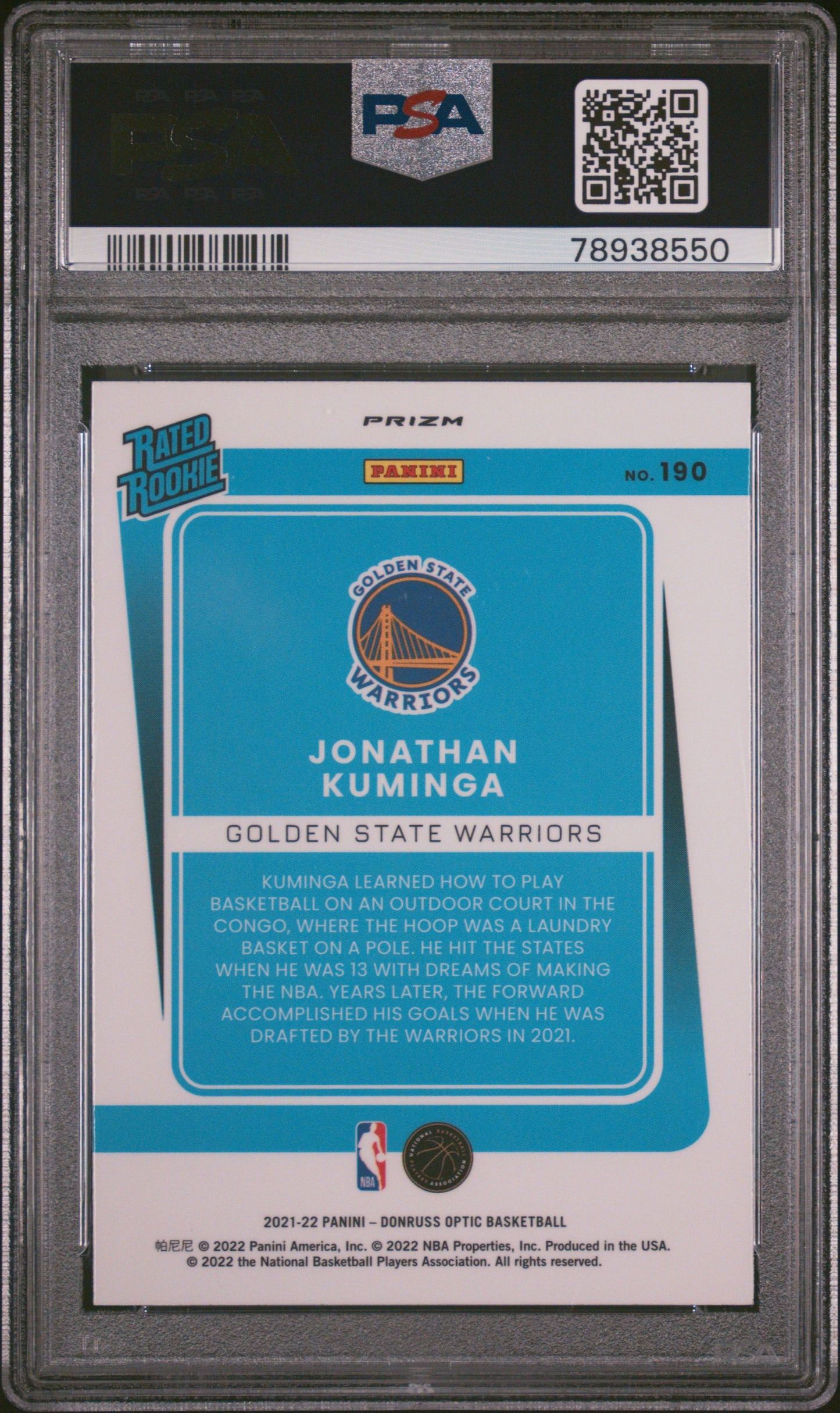 2021 Panini Donruss Optic Jonathan Kuminga #190 Red Wave PSA 10 Warriors