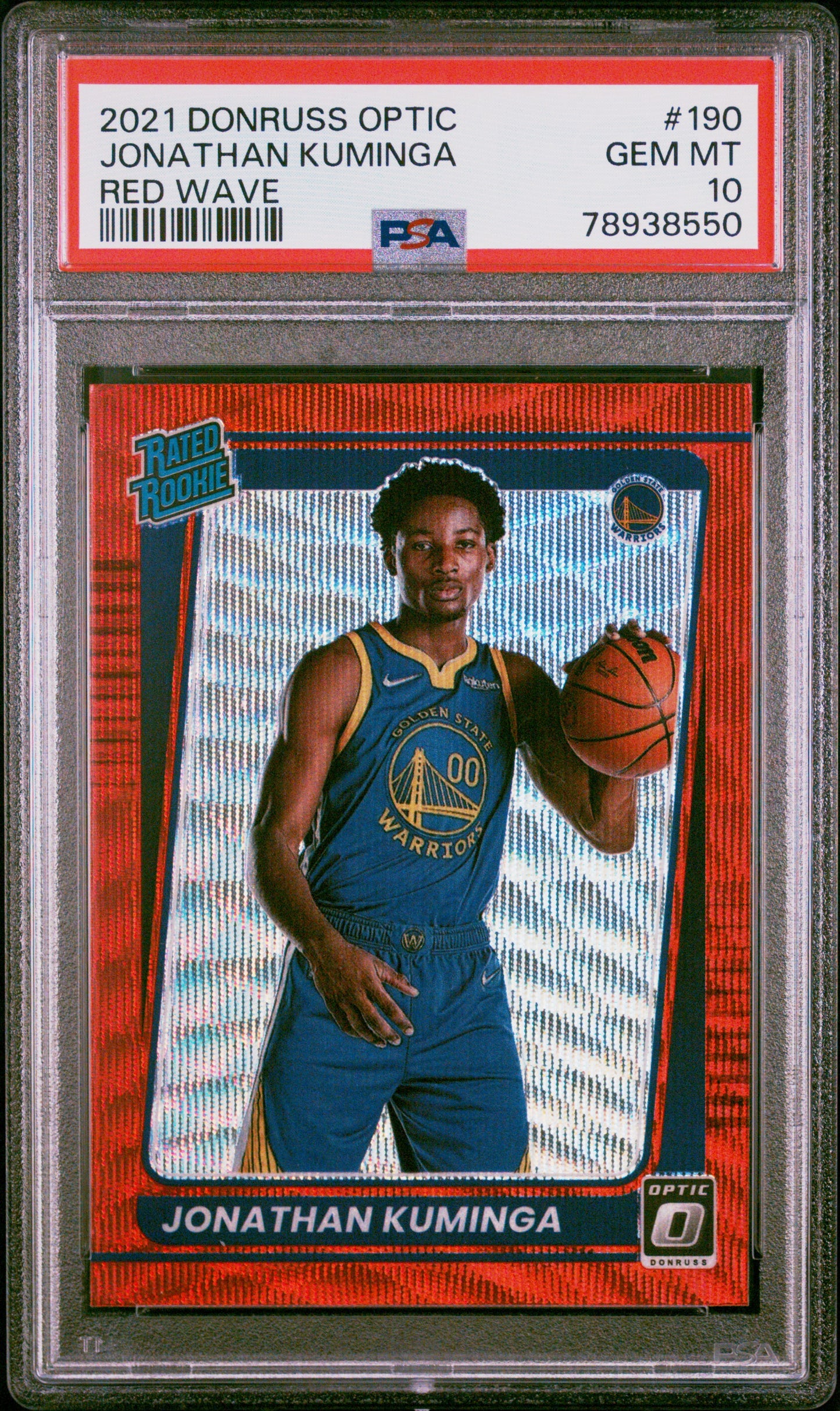 2021 Panini Donruss Optic Jonathan Kuminga #190 Red Wave PSA 10 Warriors
