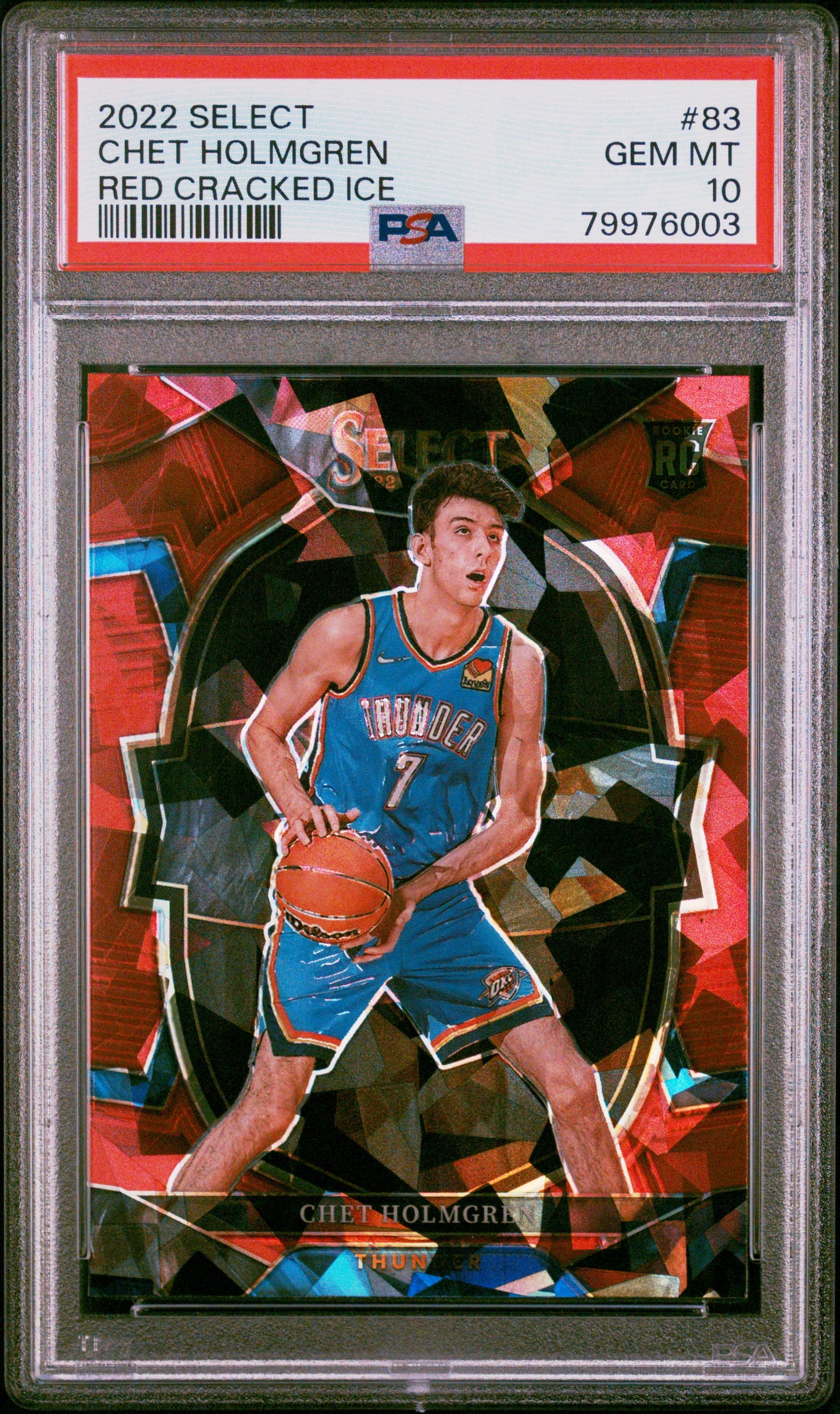 2022 Panini Select Chet Holmgren #83 Red Cracked Ice PSA 10 Thunder