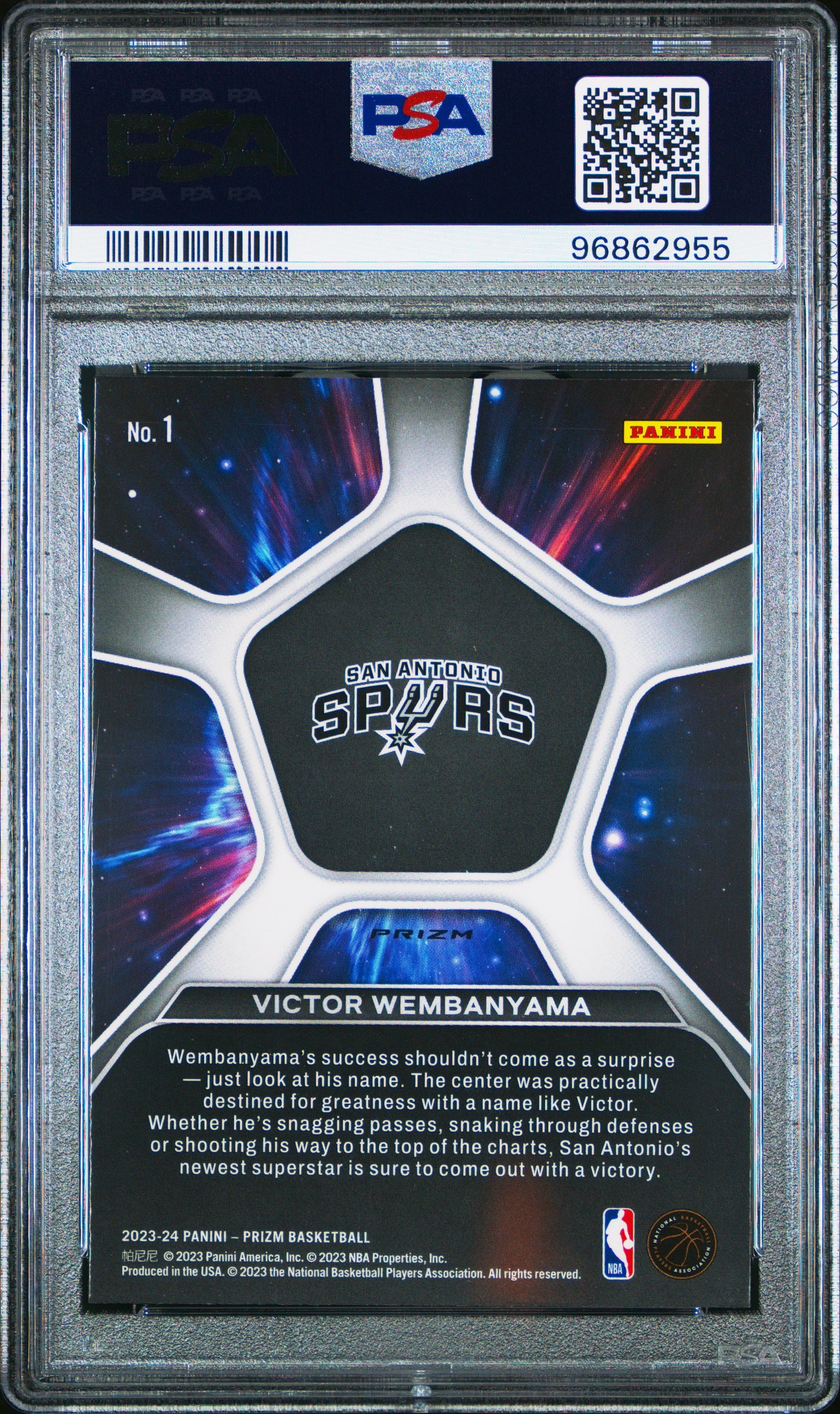 2023 Panini Prizm Deep Space Victor Wembanyama #1 Deep Space-Green Prizm PSA 10