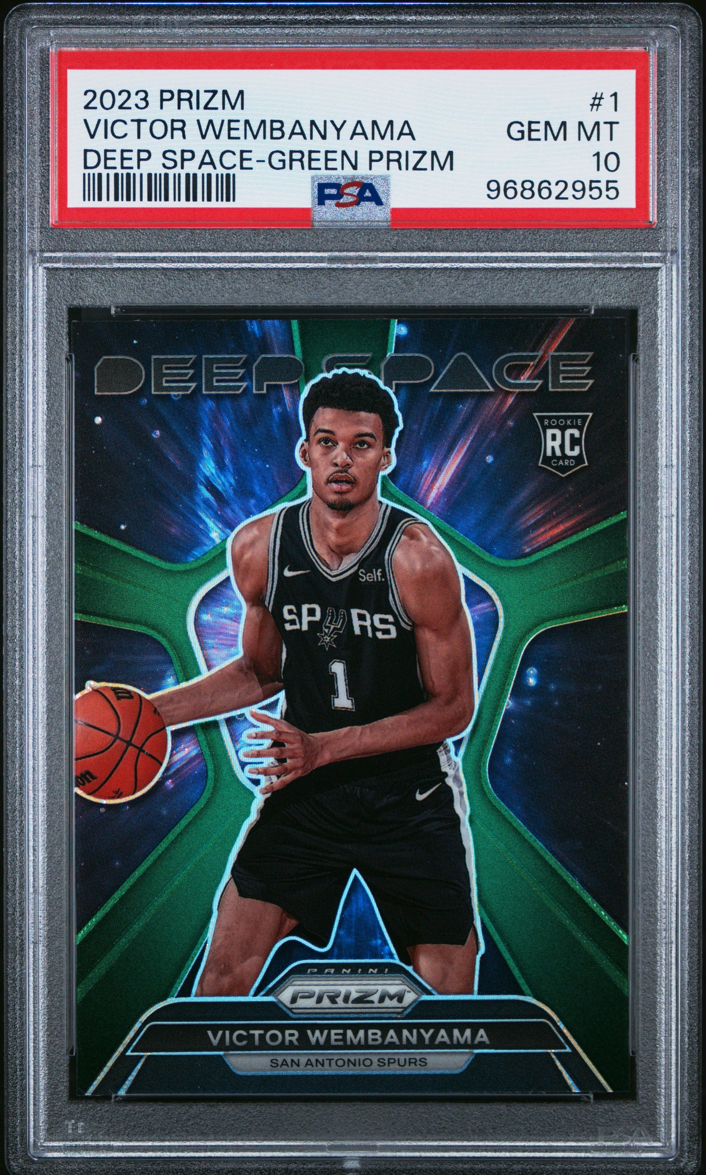 2023 Panini Prizm Deep Space Victor Wembanyama #1 Deep Space-Green Prizm PSA 10