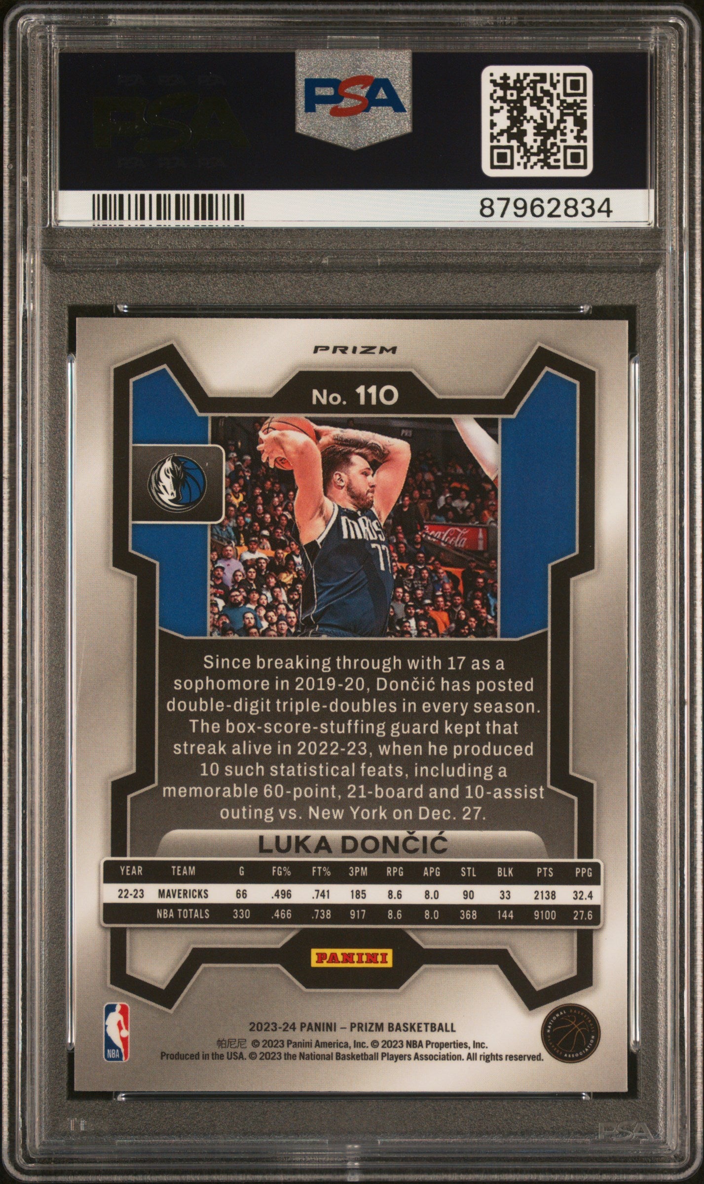 2023 Panini Prizm Luka Doncic #110 Ice PSA 10 Mavericks