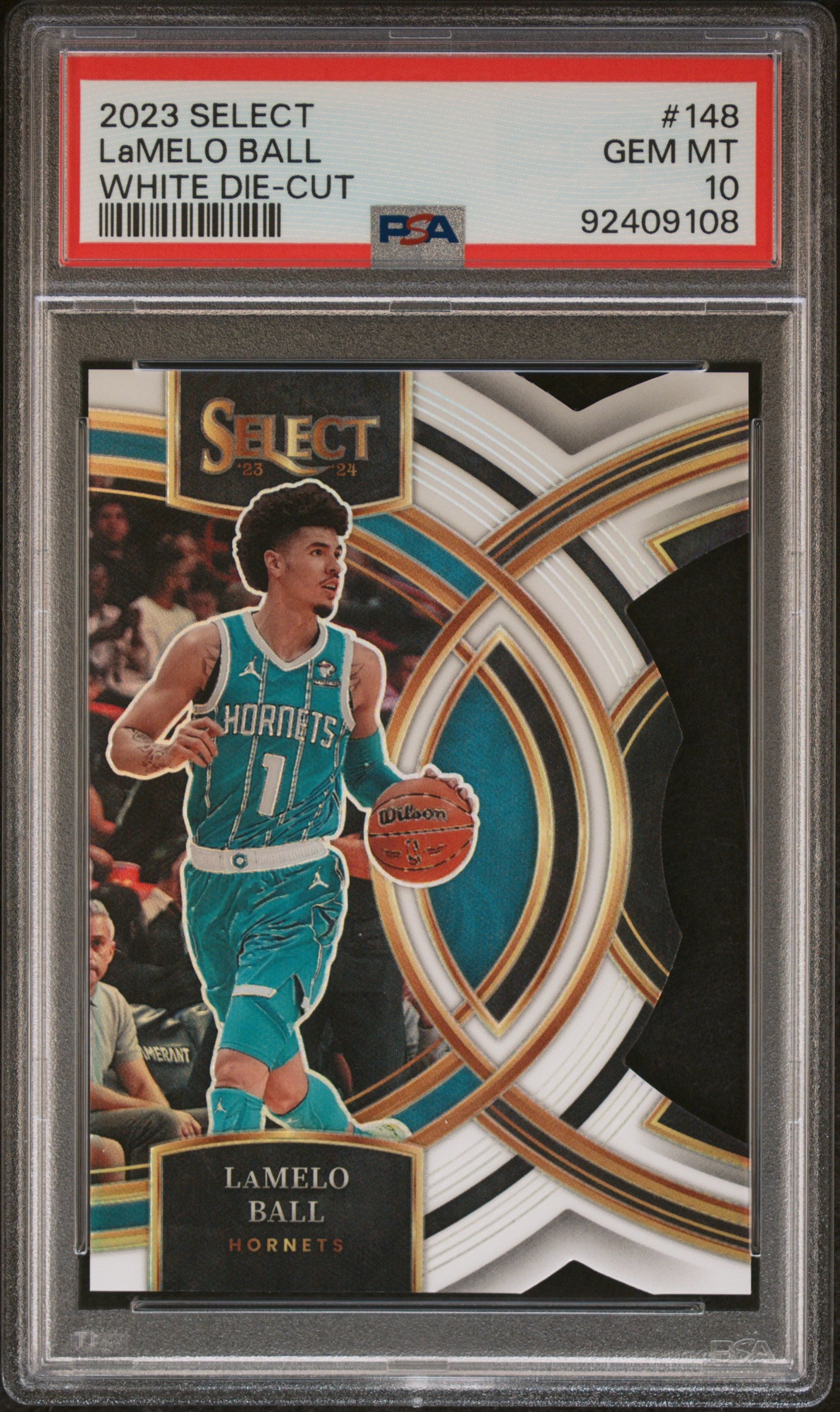 2023 Panini Select Lamelo Ball #148 Die-Cut White Prizm PSA 10 Hornets
