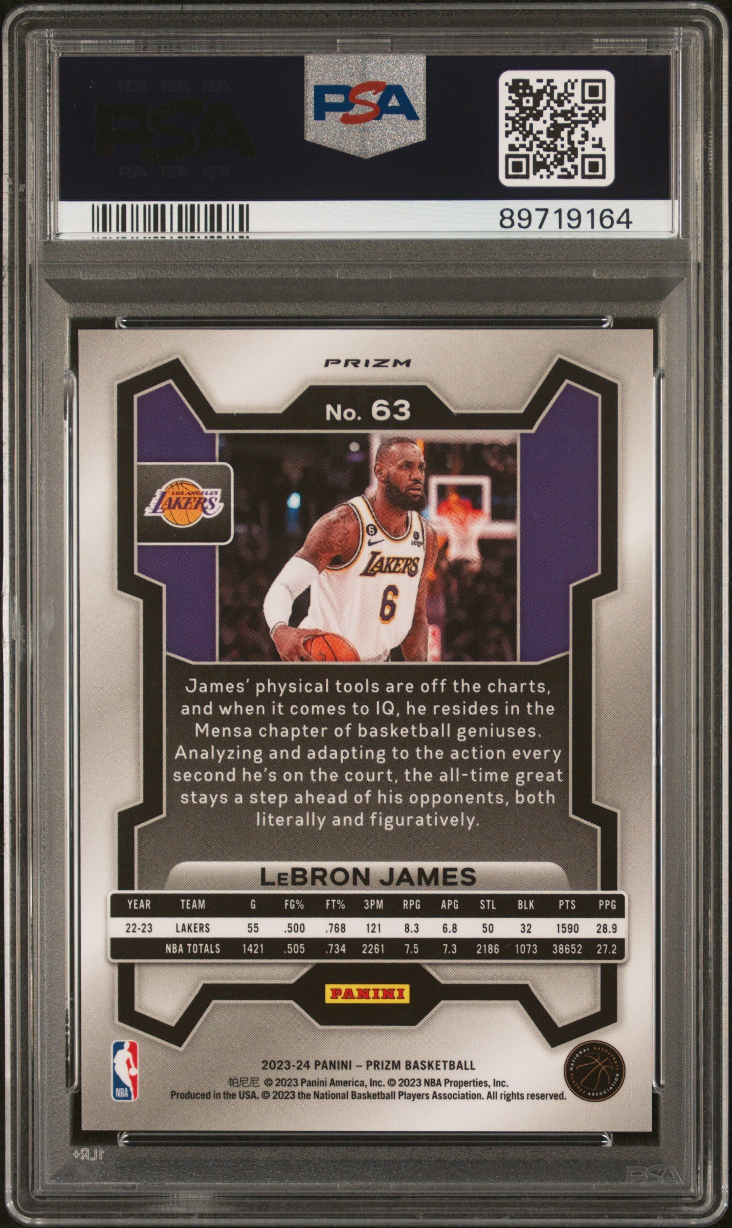 2023 Panini Prizm Lebron James #63 Fast Break PSA 10 Lakers