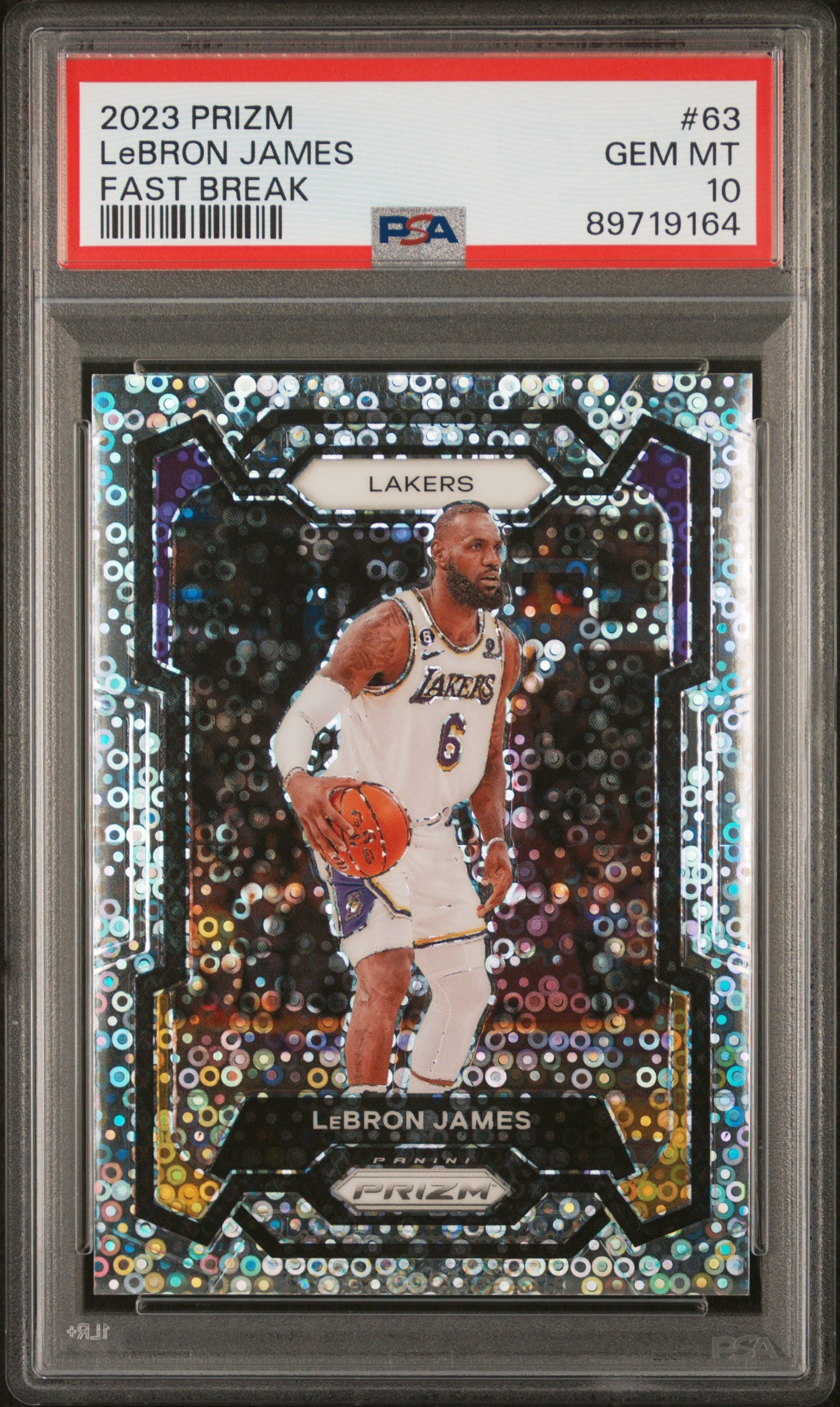 2023 Panini Prizm Lebron James #63 Fast Break PSA 10 Lakers