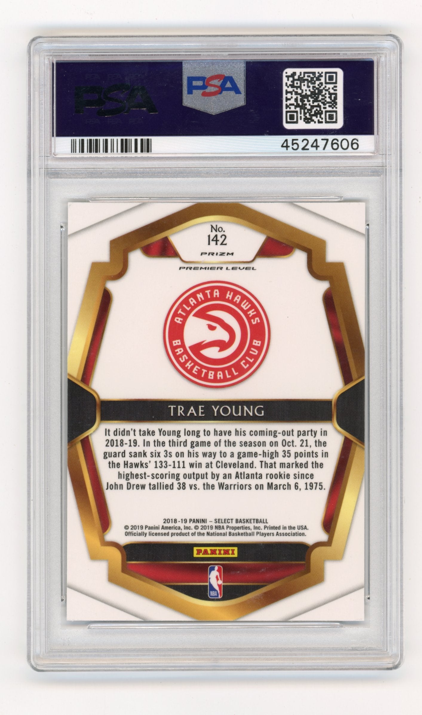 2018 Panini Select Trae Young #142 Scope Prizm PSA 10 Hawks