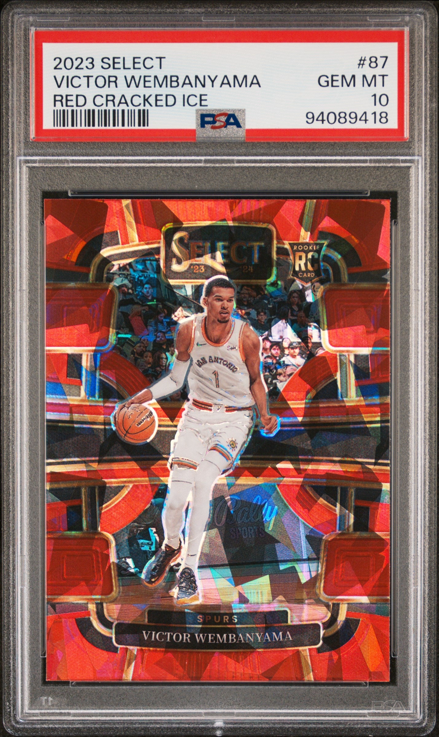 2023 Panini Select Victor Wembanyama #87 Red Cracked Ice PSA 10 Spurs