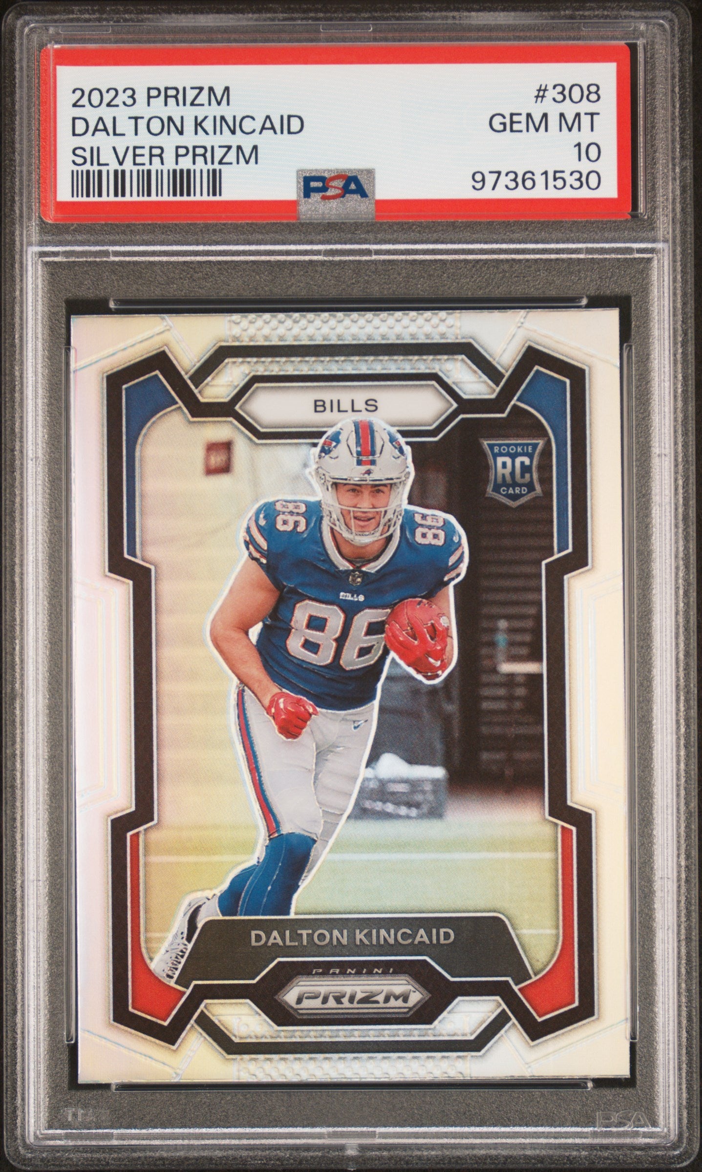 2023 Panini Prizm Dalton Kincaid #308 Silver Prizm PSA 10 Bills