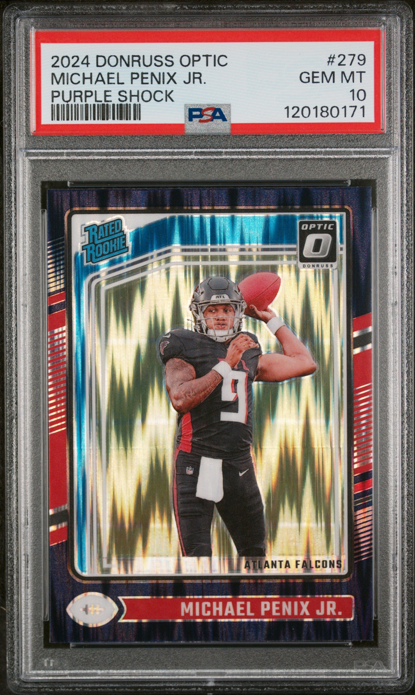 2024 Panini Donruss Optic Michael Penix Jr. #279 Purple Shock PSA 10 Falcons