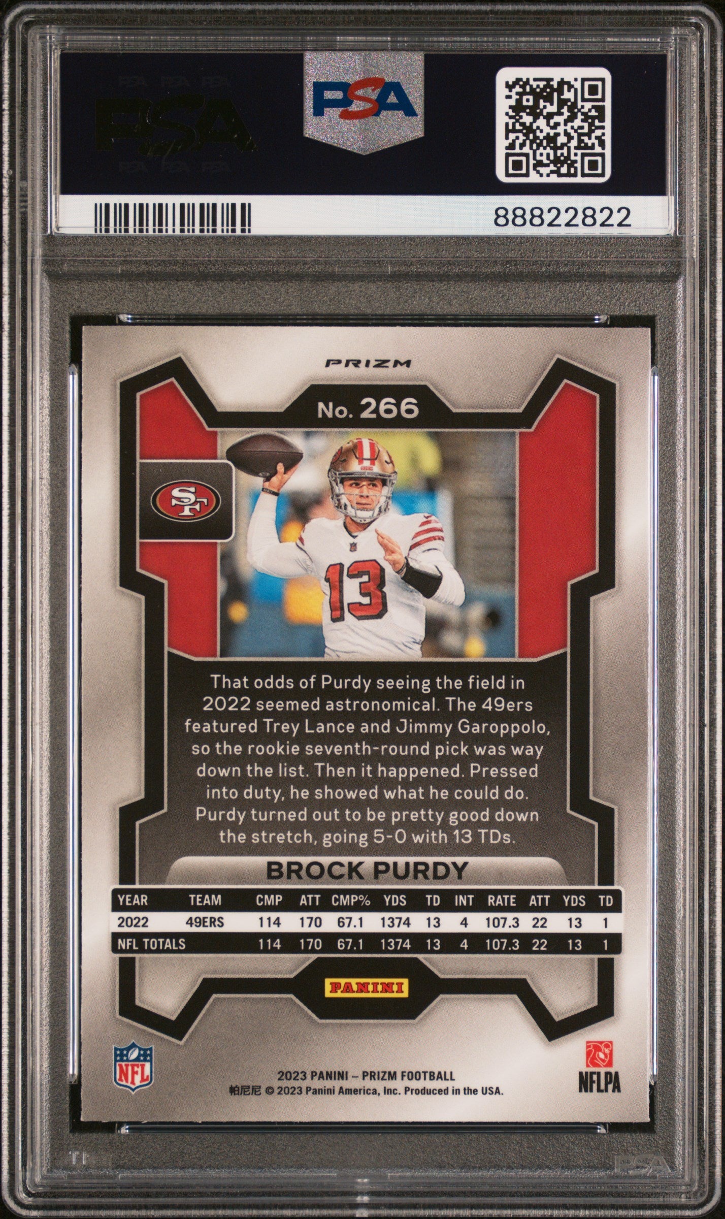 2023 Panini Prizm Brock Purdy #266 Disco Prizm PSA 10 49ers