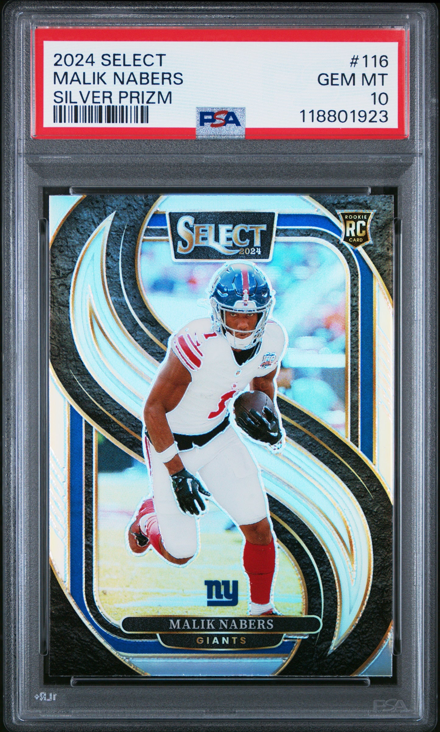 2024 Panini Select Malik Nabers #116 Silver Prizm PSA 10 Giants