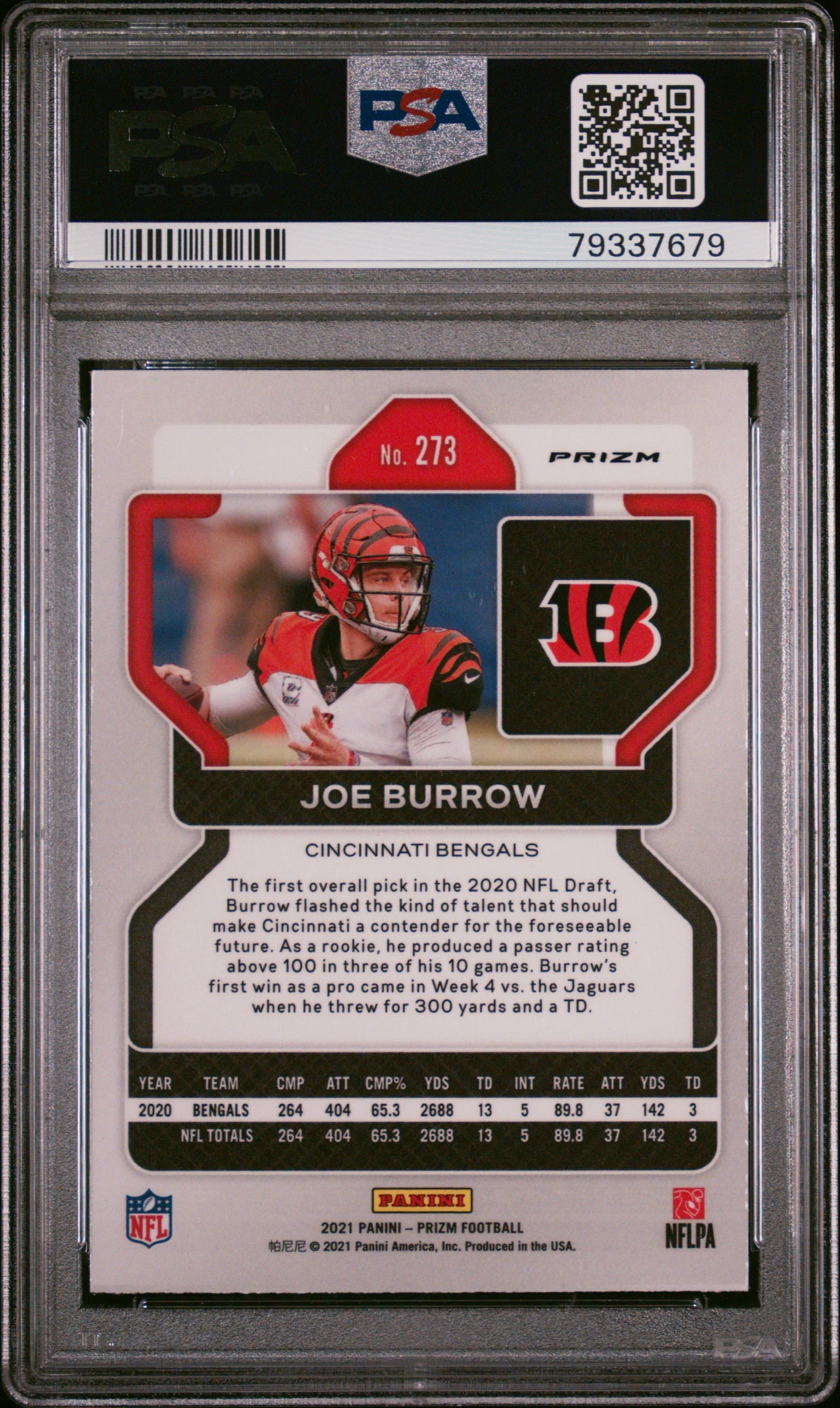 2021 Panini Prizm Joe Burrow #273 Disco Prizm PSA 10 Bengals