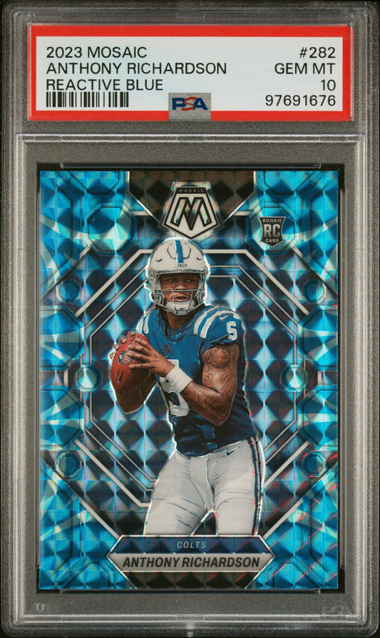 2023 Panini Mosaic Anthony Richardson #282 Reactive Blue PSA 10 Colts