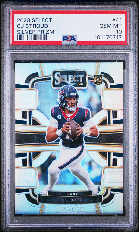 2023 Panini Select Cj Stroud #41 Silver Prizm PSA 10 Texans