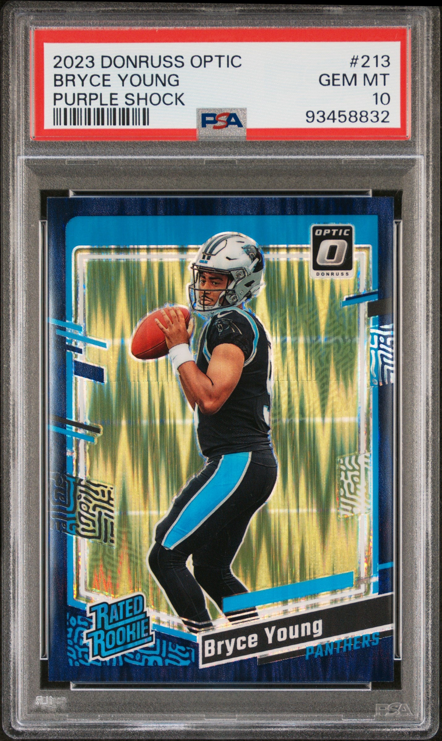 2023 Panini Donruss Optic Bryce Young #213 Purple Shock PSA 10 Panthers