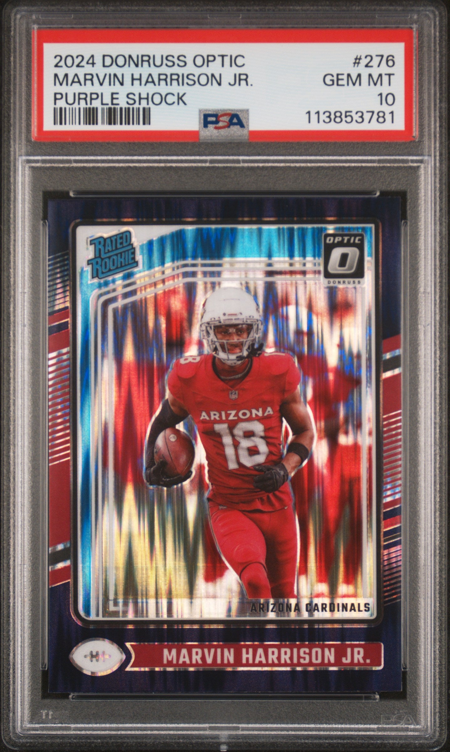 2024 Panini Donruss Optic Marvin Harrison Jr. #276 Purple Shock PSA 10 Cardinals