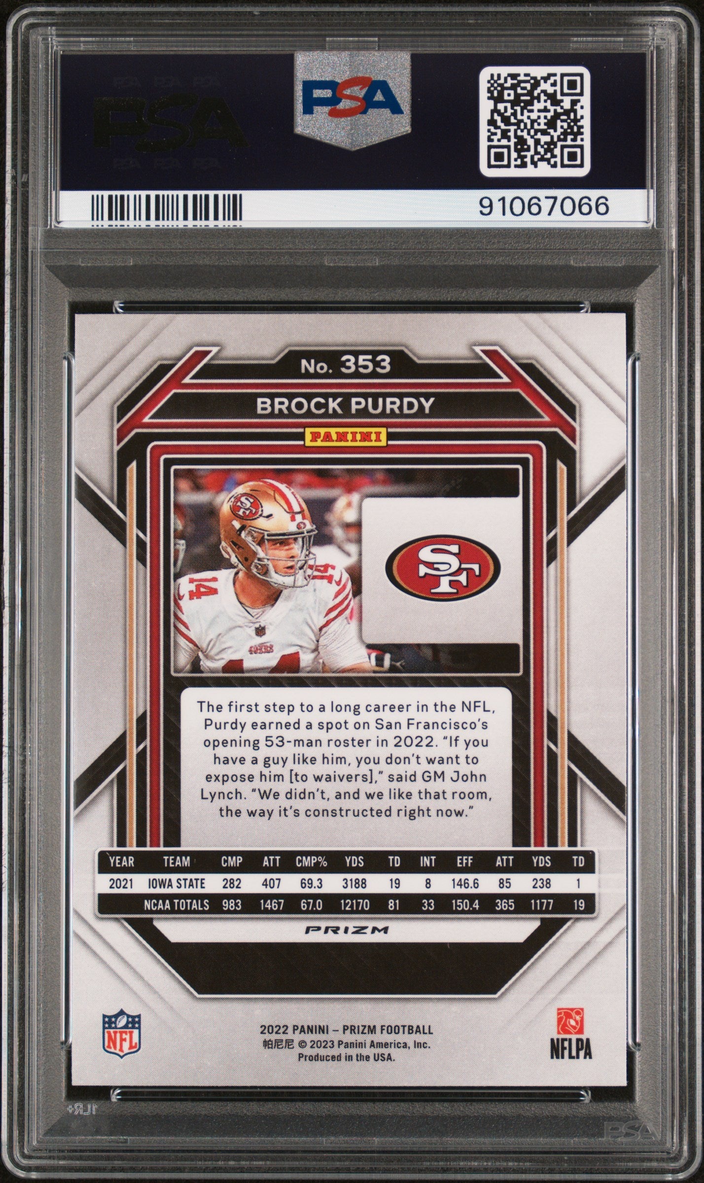 2022 Panini Prizm Brock Purdy #353 Green Prizm PSA 9 49ers