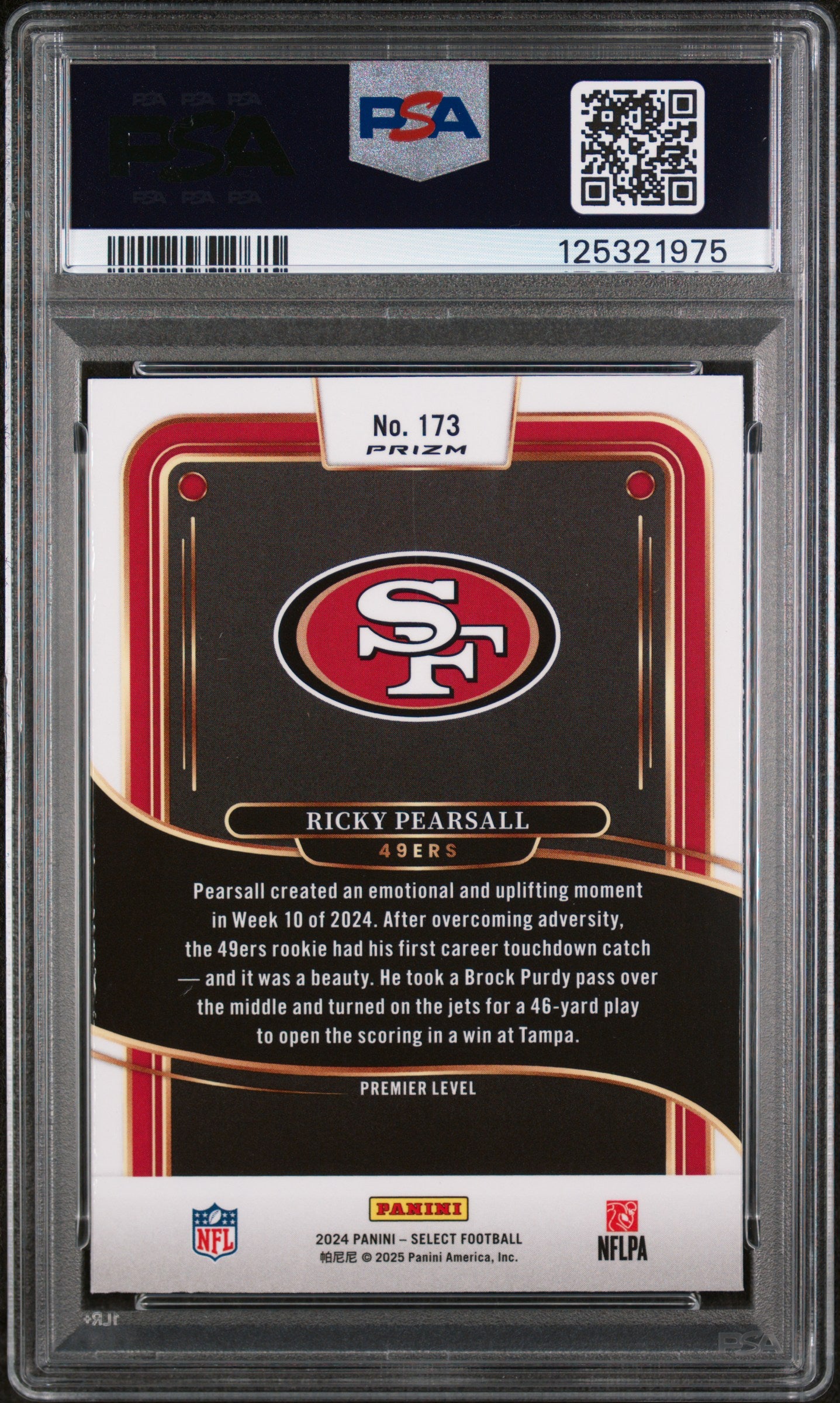 2024 Panini Select Ricky Pearsall #173 Red & Blue Shock PSA 10 49ers