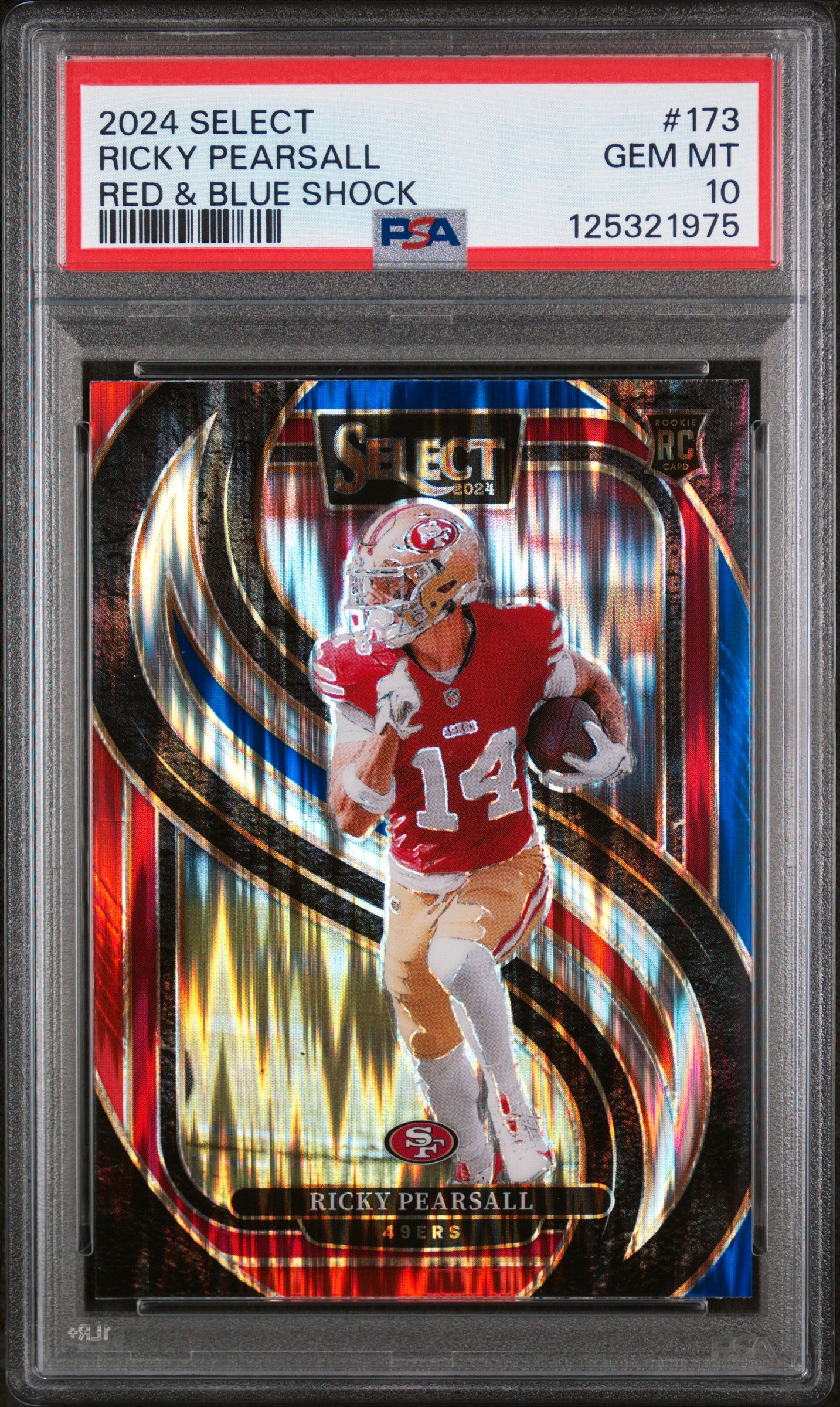 2024 Panini Select Ricky Pearsall #173 Red & Blue Shock PSA 10 49ers