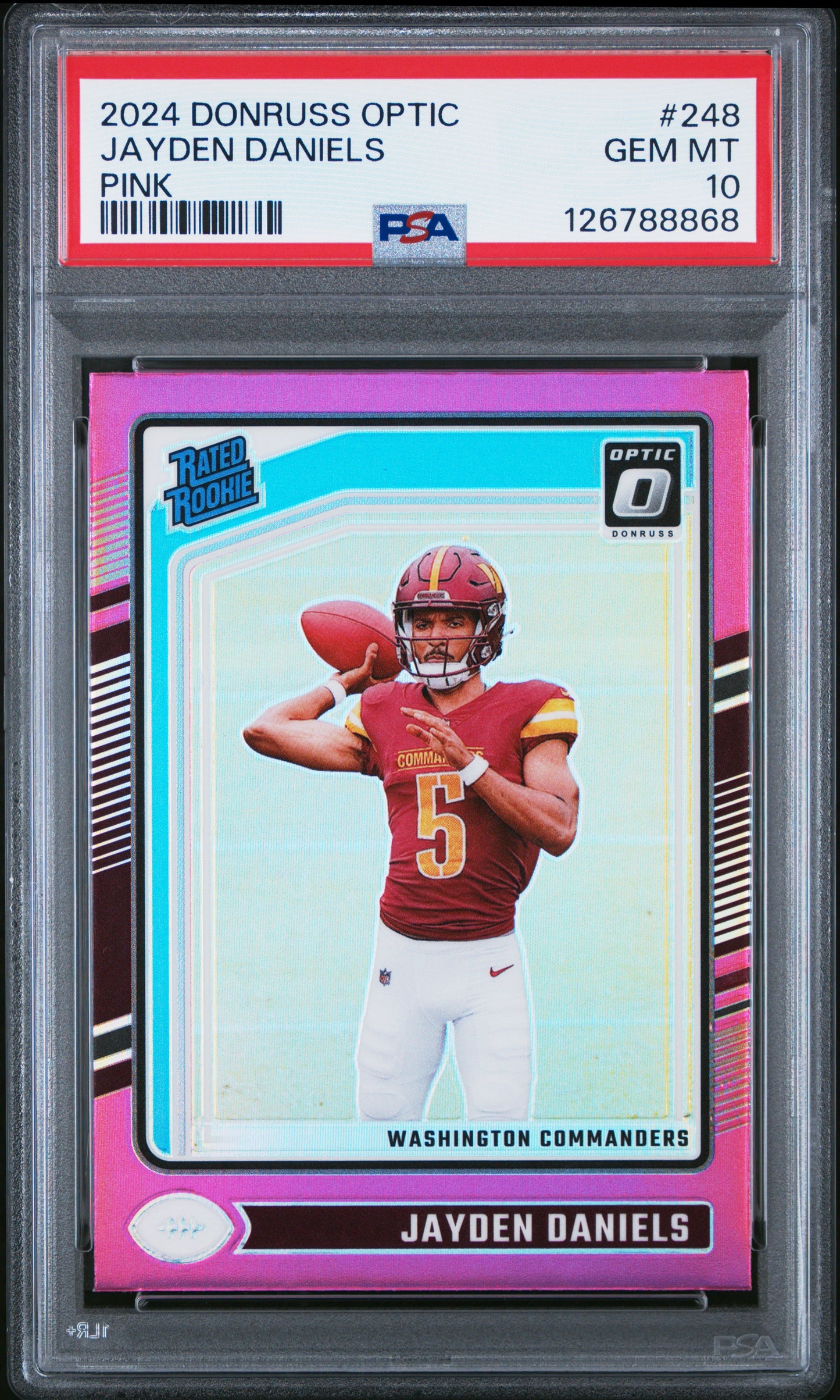 2024 Panini Donruss Optic Jayden Daniels #248 Pink PSA 10 Commanders