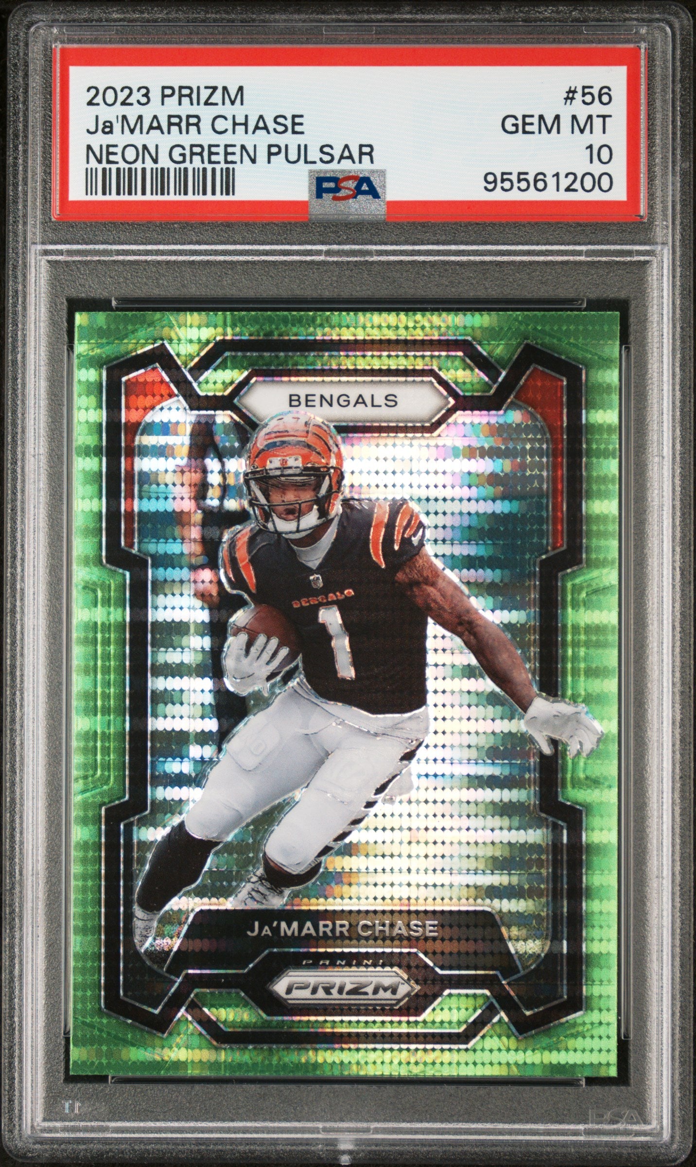 2023 Panini Prizm Ja'Marr Chase #56 Neon Green Pulsar PSA 10 Bengals