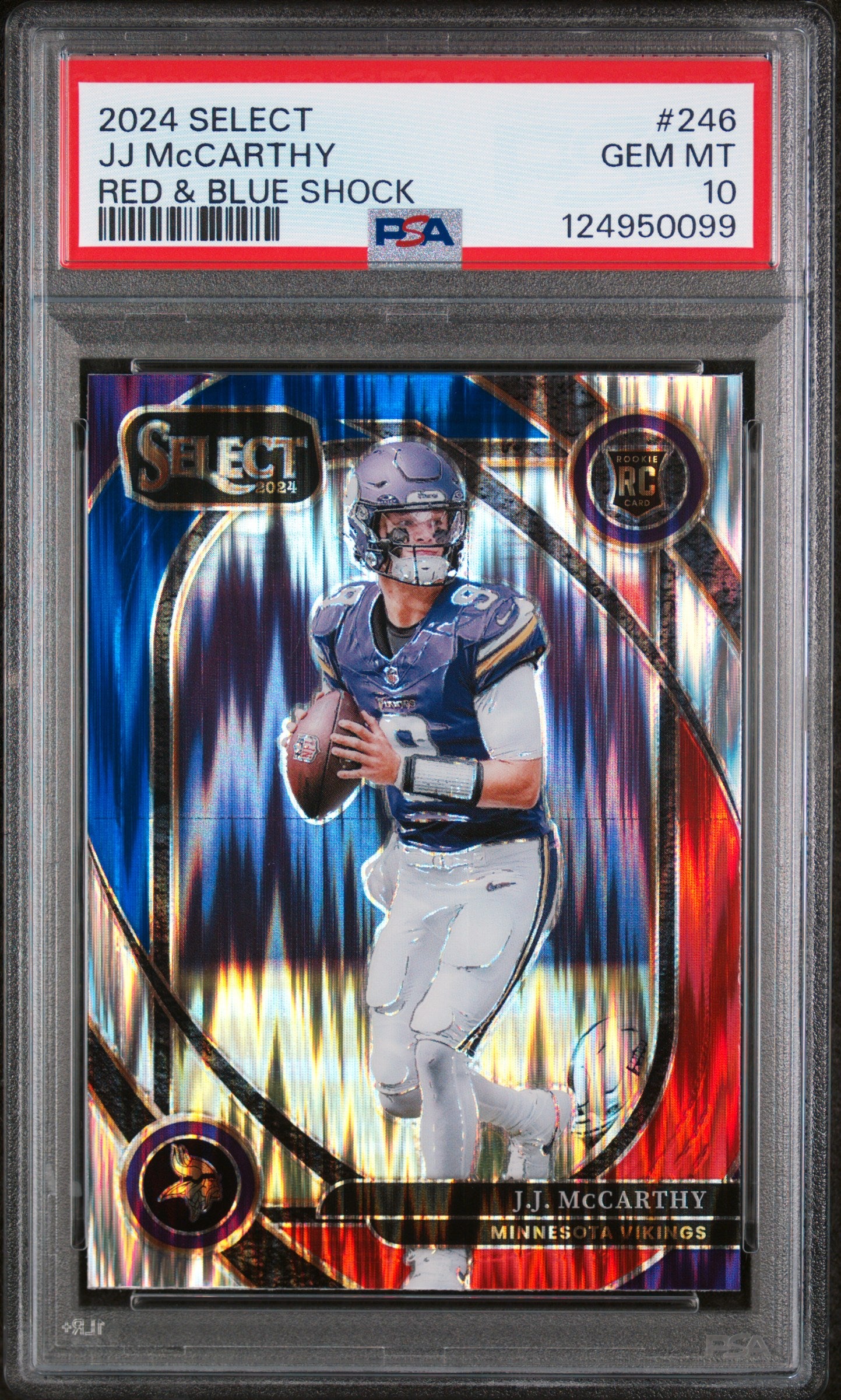2024 Panini Select Jj Mccarthy #246 Red & Blue Shock PSA 10 Vikings