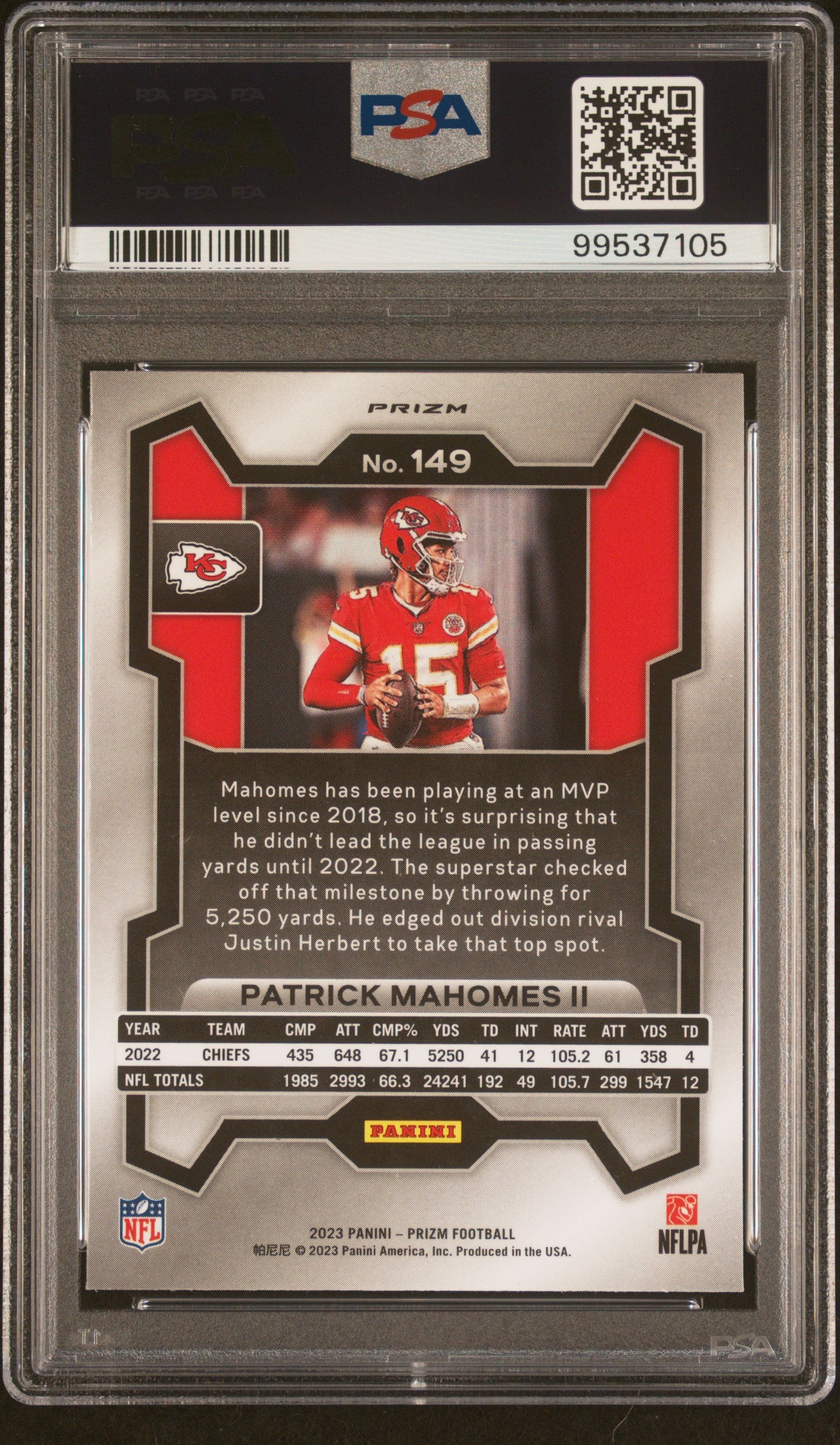 2023 Panini Prizm Patrick Mahomes Ii #149 Disco Prizm PSA 10 Chiefs