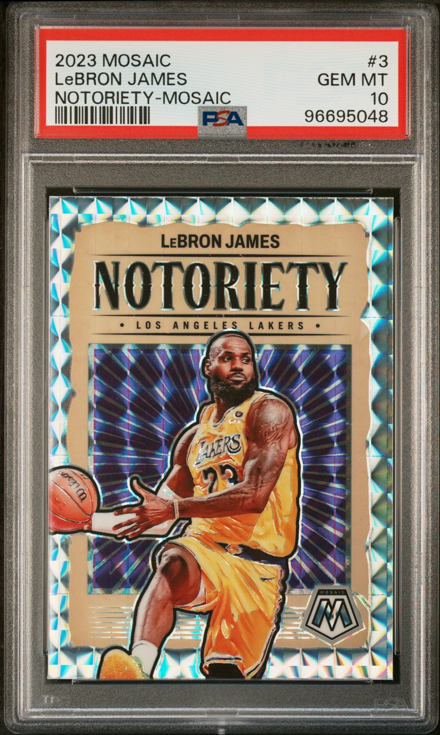 2023 Panini Mosaic Notoriety Lebron James #3 Notoriety-Mosaic PSA 10 Lakers