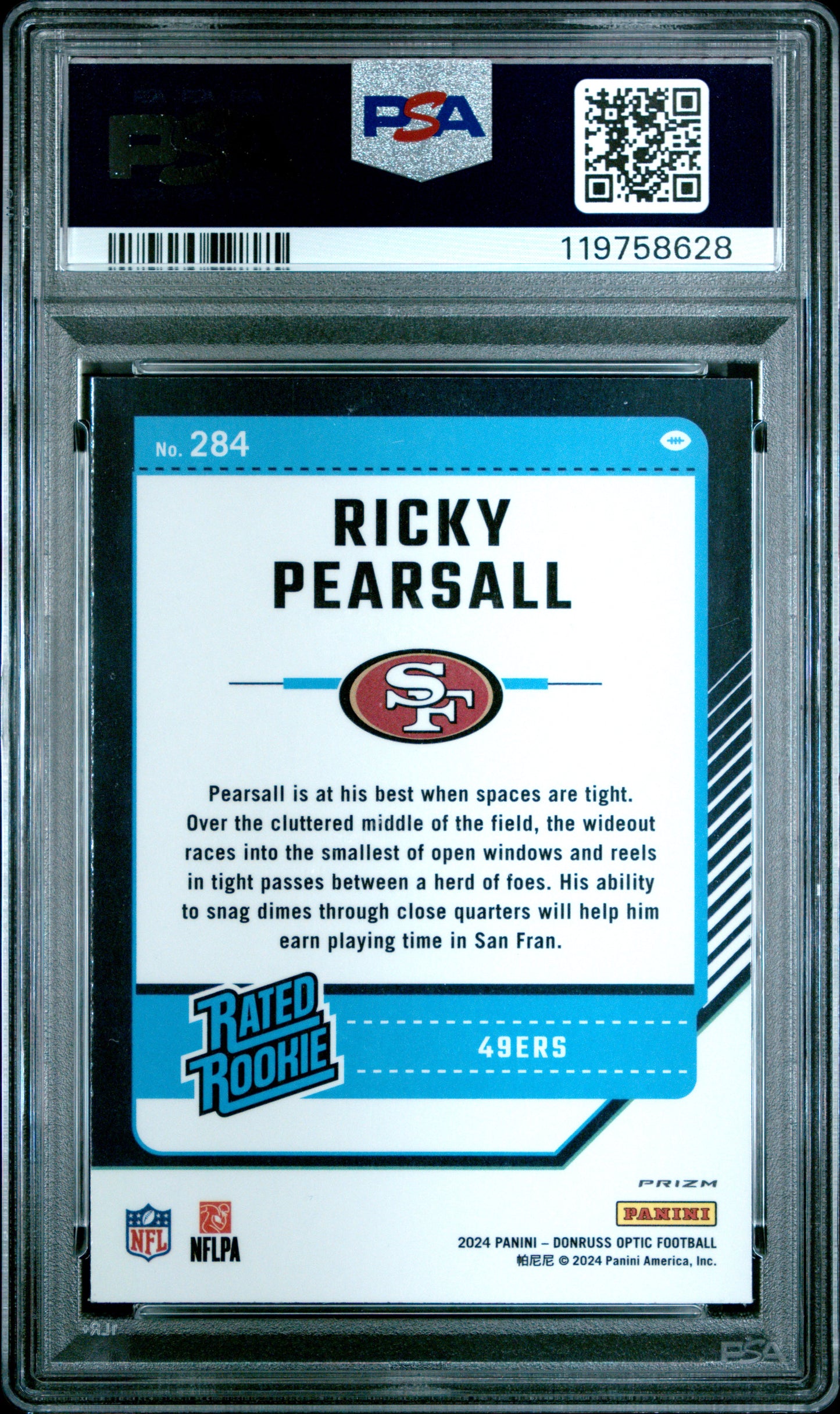 2024 Panini Donruss Optic Ricky Pearsall #284 Holo PSA 10 49ers