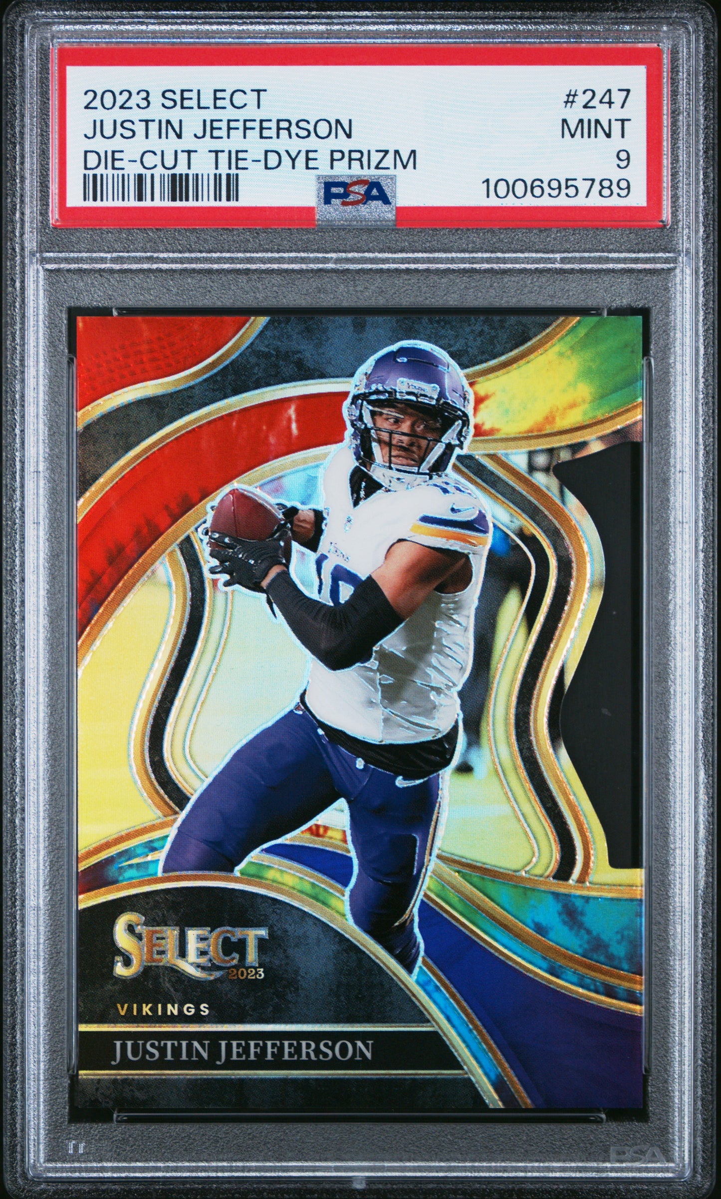 2023 Panini Select Justin Jefferson #247 Die-Cut Tie-Dye Prizm PSA 9 Vikings