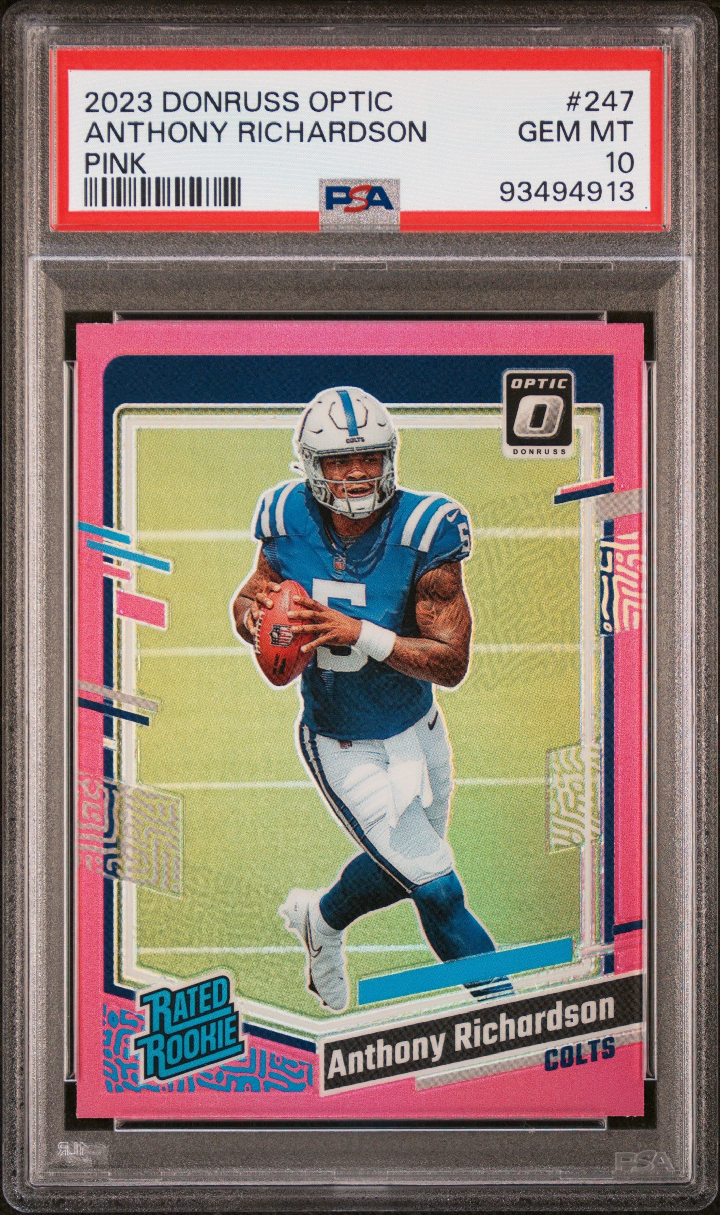 2023 Panini Donruss Optic Anthony Richardson #247 Pink PSA 10 Colts