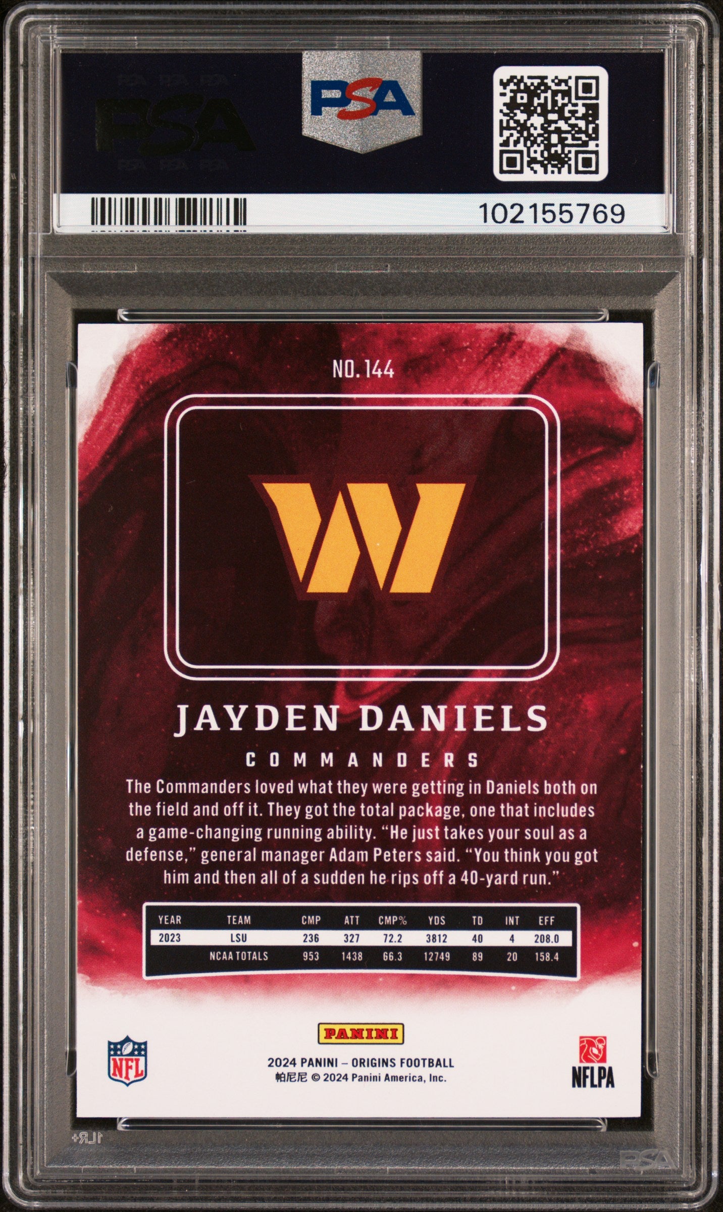 2024 Panini Origins Jayden Daniels #144 PSA 10 Commanders