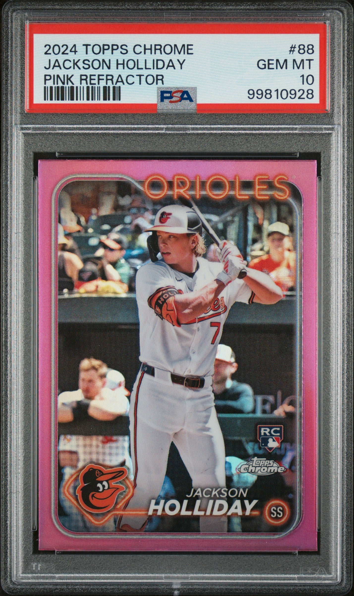 2024 Topps Chrome Jackson Holliday #88 Pink Refractor PSA 10 Orioles