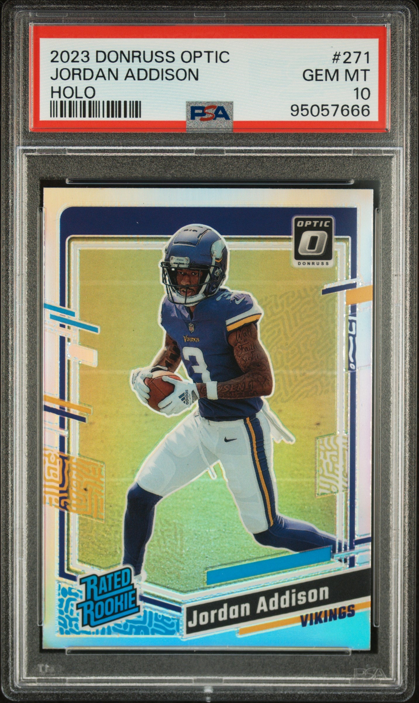 2023 Panini Donruss Optic Jordan Addison #271 Holo PSA 10 Vikings