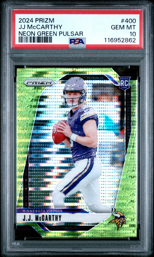 2024 Panini Prizm Jj Mccarthy #400 Neon Green Pulsar PSA 10 Vikings