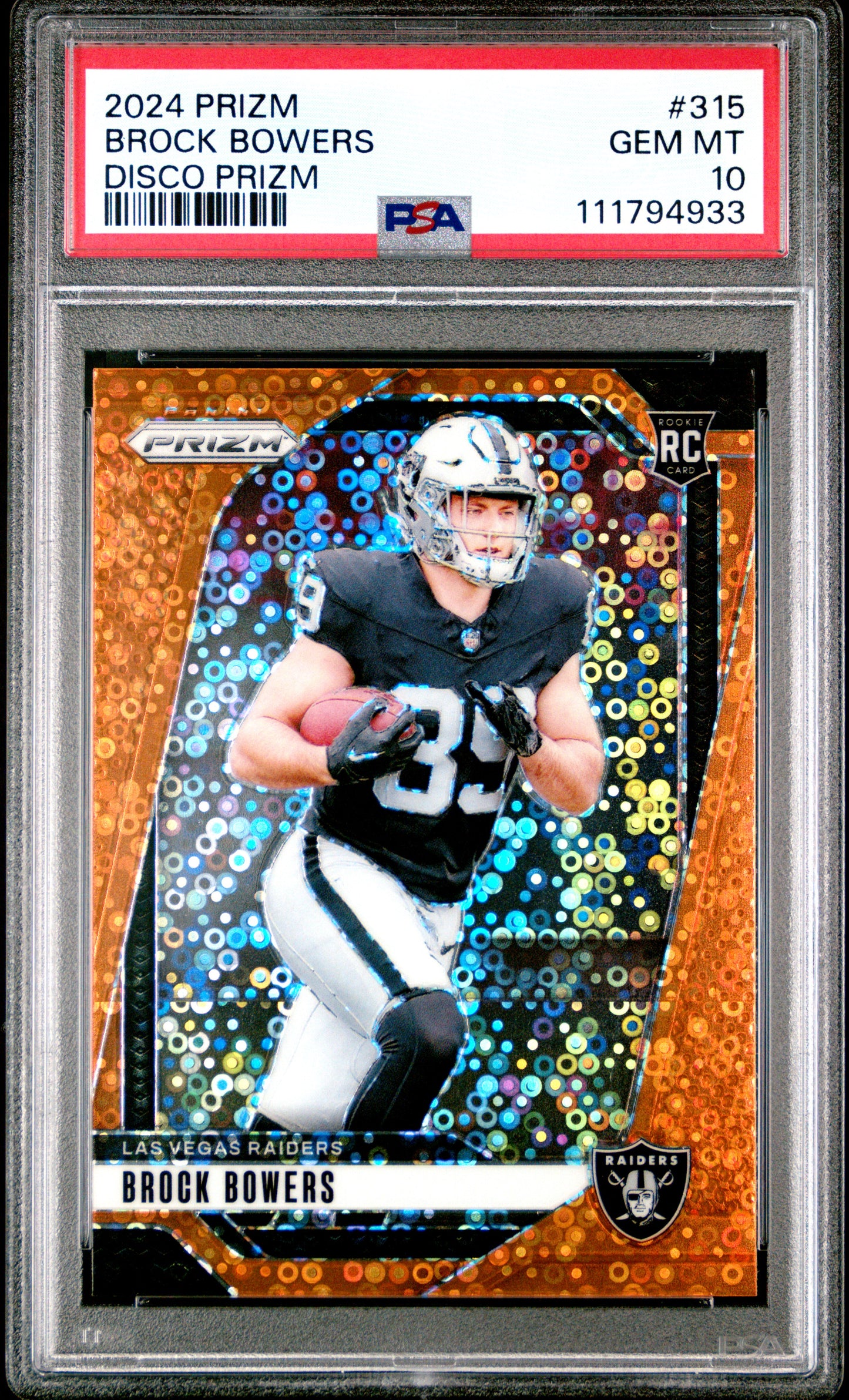 2024 Panini Prizm Brock Bowers #315 Disco Prizm PSA 10 Raiders