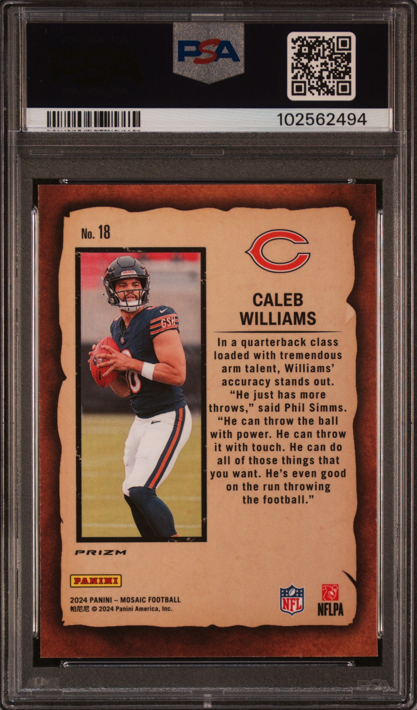2024 Panini Mosaic Notoriety Caleb Williams #18 Notoriety-Mosaic PSA 10 Bears
