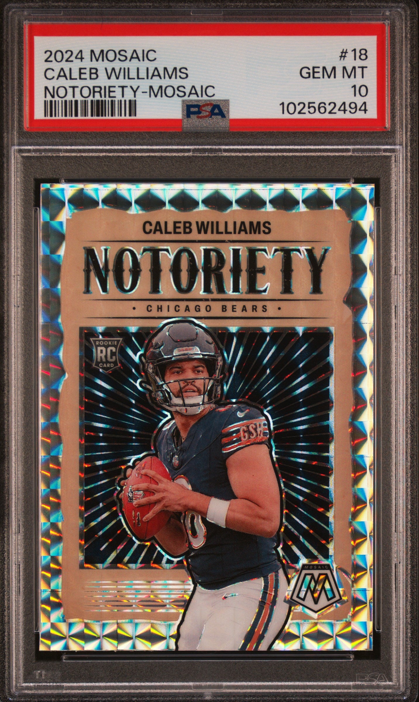 2024 Panini Mosaic Notoriety Caleb Williams #18 Notoriety-Mosaic PSA 10 Bears